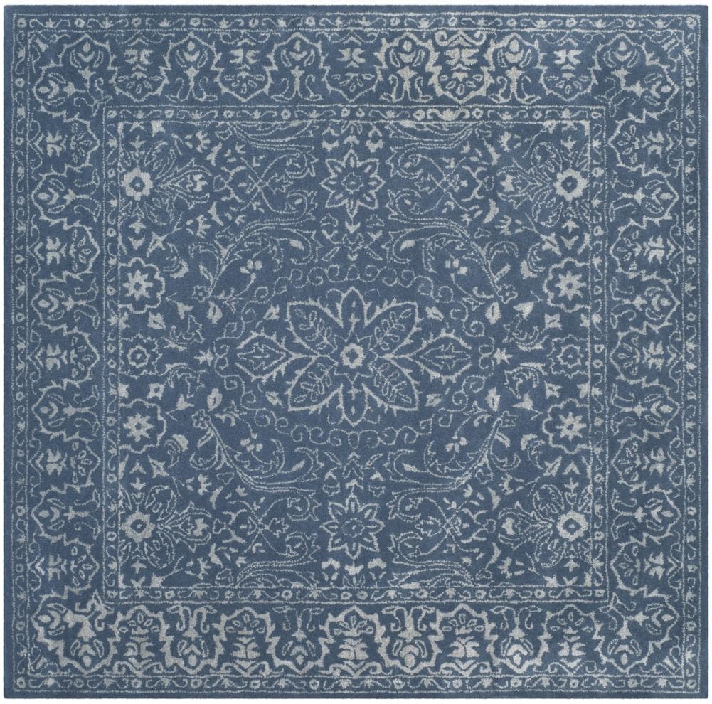 Safavieh GLM516D-6SQ Glamour Cleo 6 x 6 (ft) Tufted Synthetic Gray/Blue Square Indoor Floral/Botanical Vintage Area rug