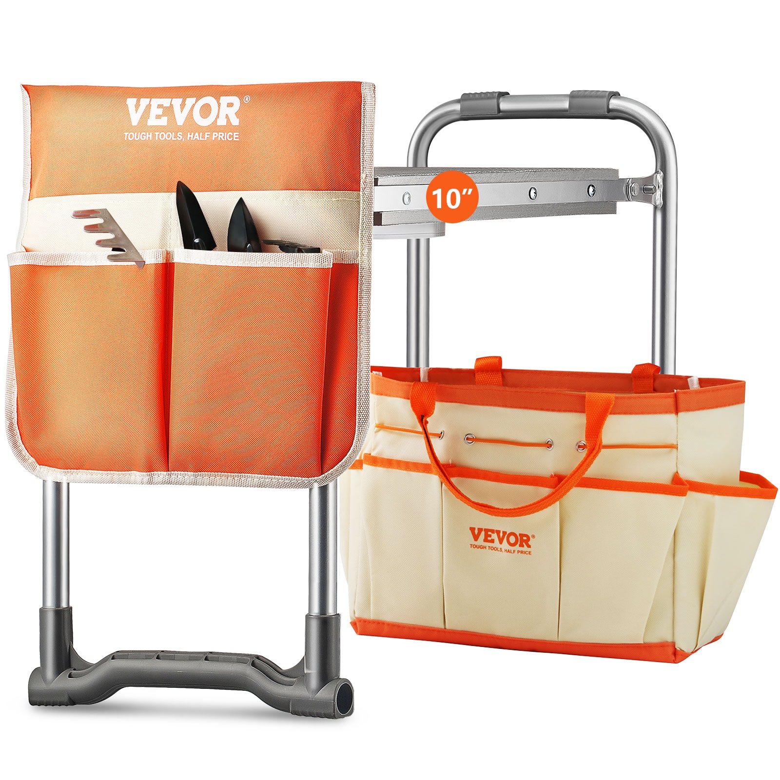 Yellow and Silver Foldable Garden Kneeler and Seat with Tool Bag