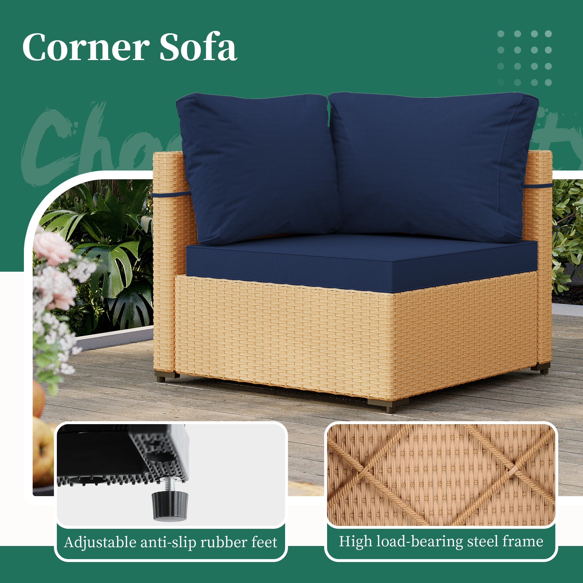 UPHA TBBE-AB43B-NAVYBLUE Patio-Conversation-Sets - View #6
