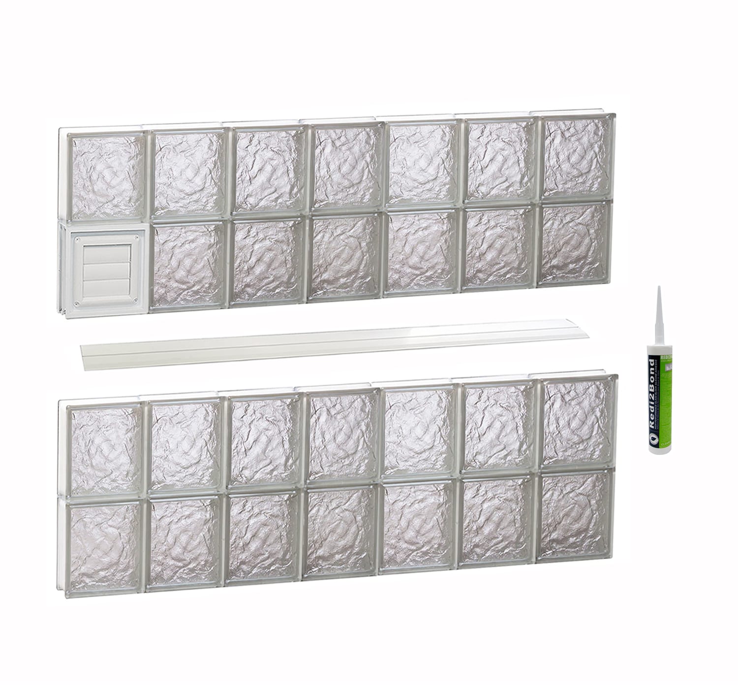 REDI2SET D4232IS Ice Glass 40-1/4-in x 31-in Frameless Replacement Dryer vent Glass Block Window