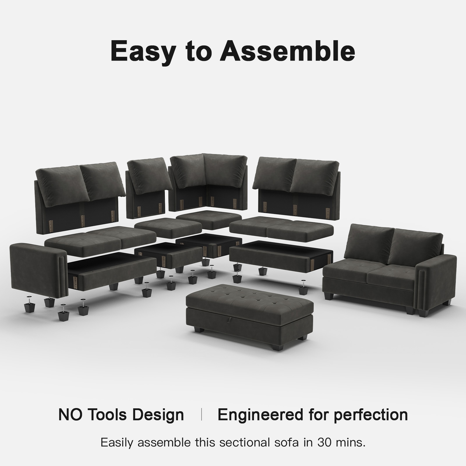 Belffin BF067-A3BCDF-GRAY futons - View #7