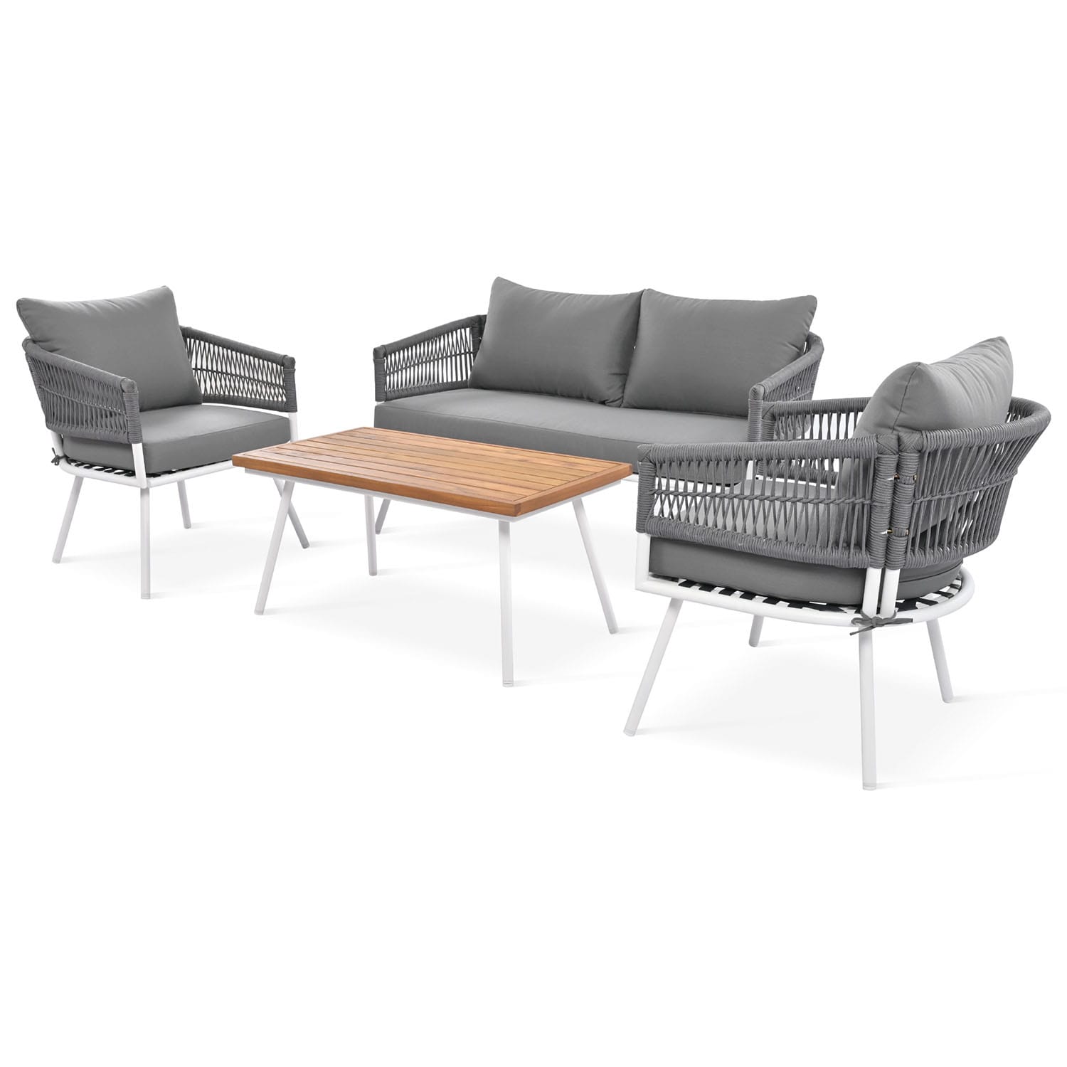 SINOFURN SYB260040GY 4 -Piece Woven Patio Conversation Set with Gray Cushions