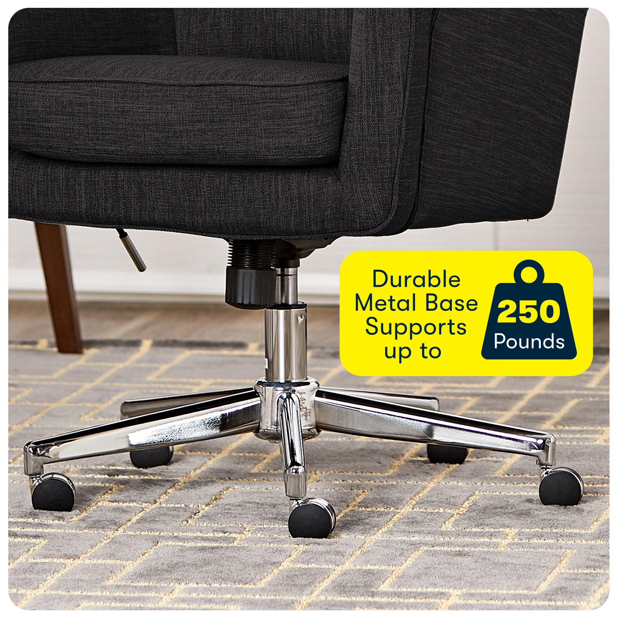Ashland Charcoal Fabric Swivel Home Office Chair with Memory Foam