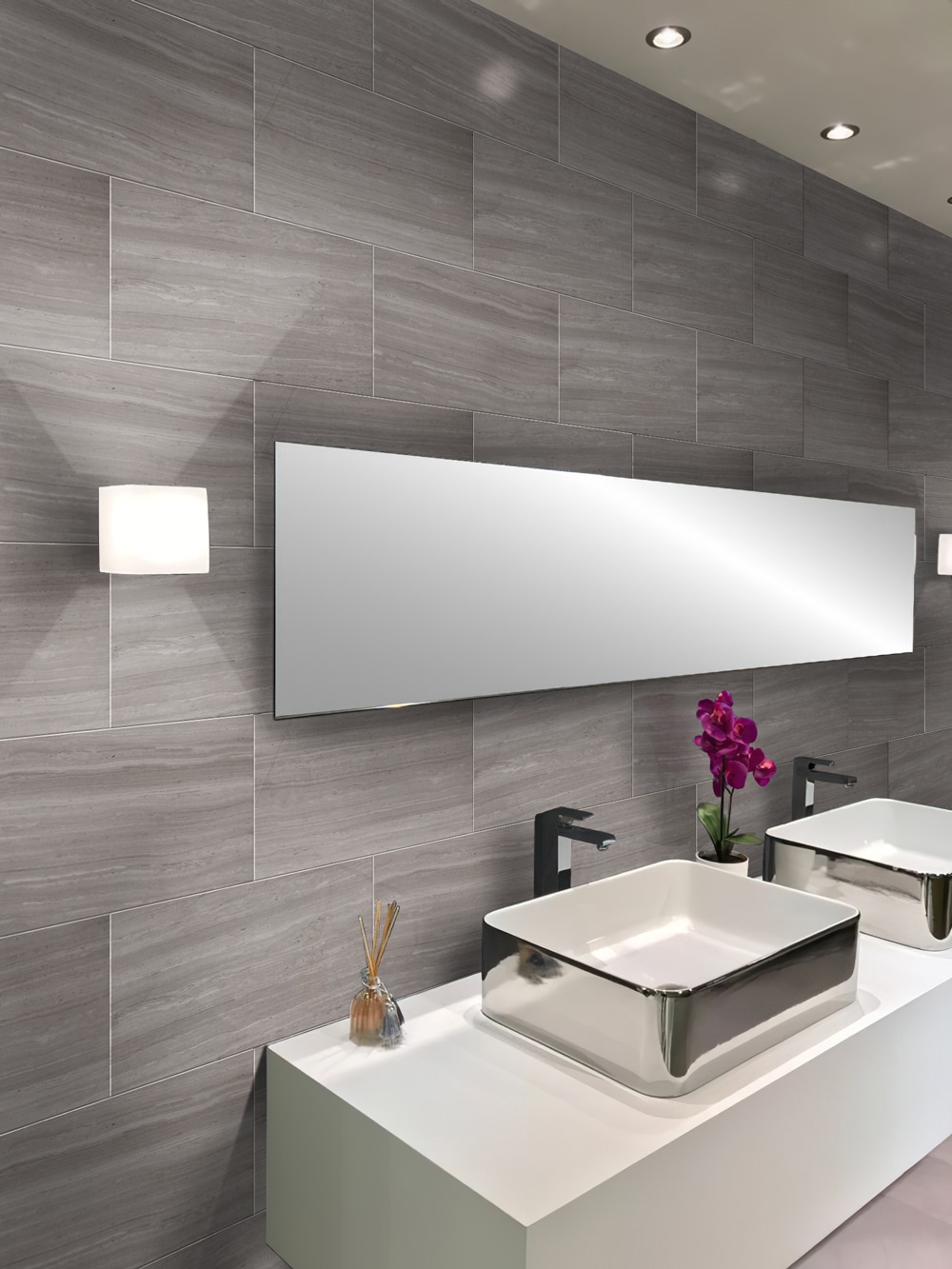 Gray 12" x 24" Honed Marble Look Wall & Floor Tile