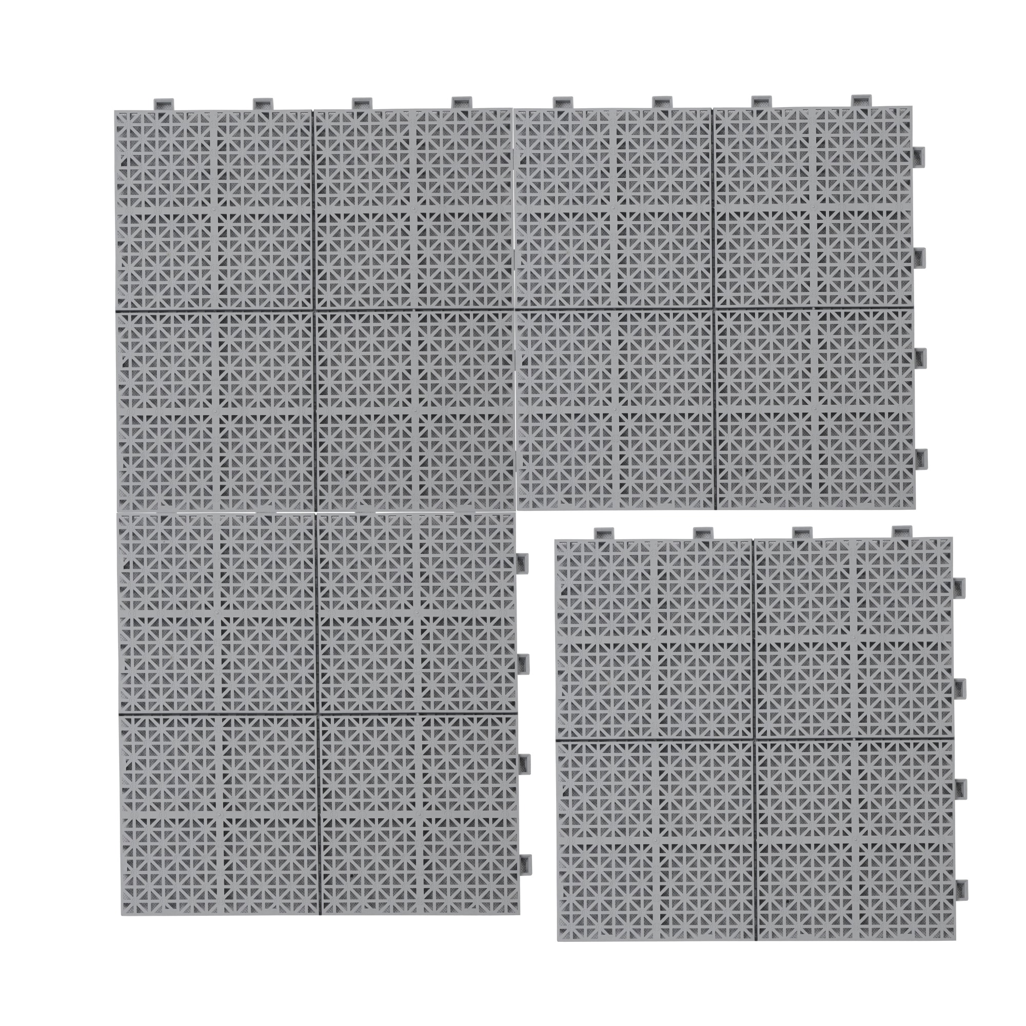 Bybafun 12-in x 12-in 60-Pack Gray Prefinished Vinyl/Plastic Deck Tile (60-sq ft)