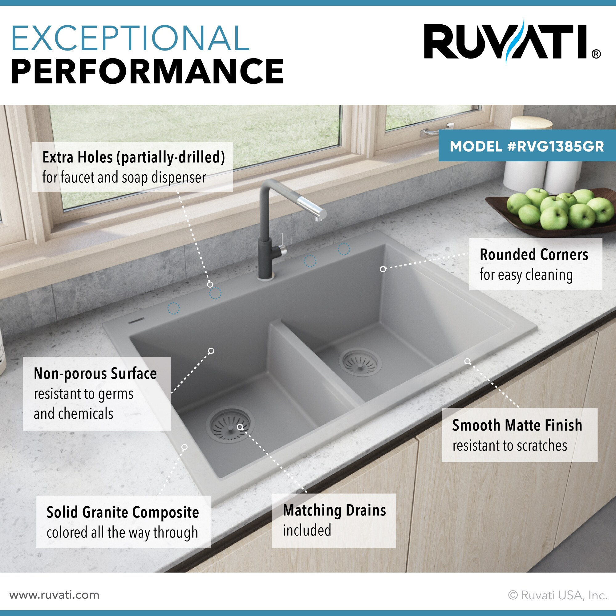 Ruvati RVG1385GR Kitchen-Sinks - View #9