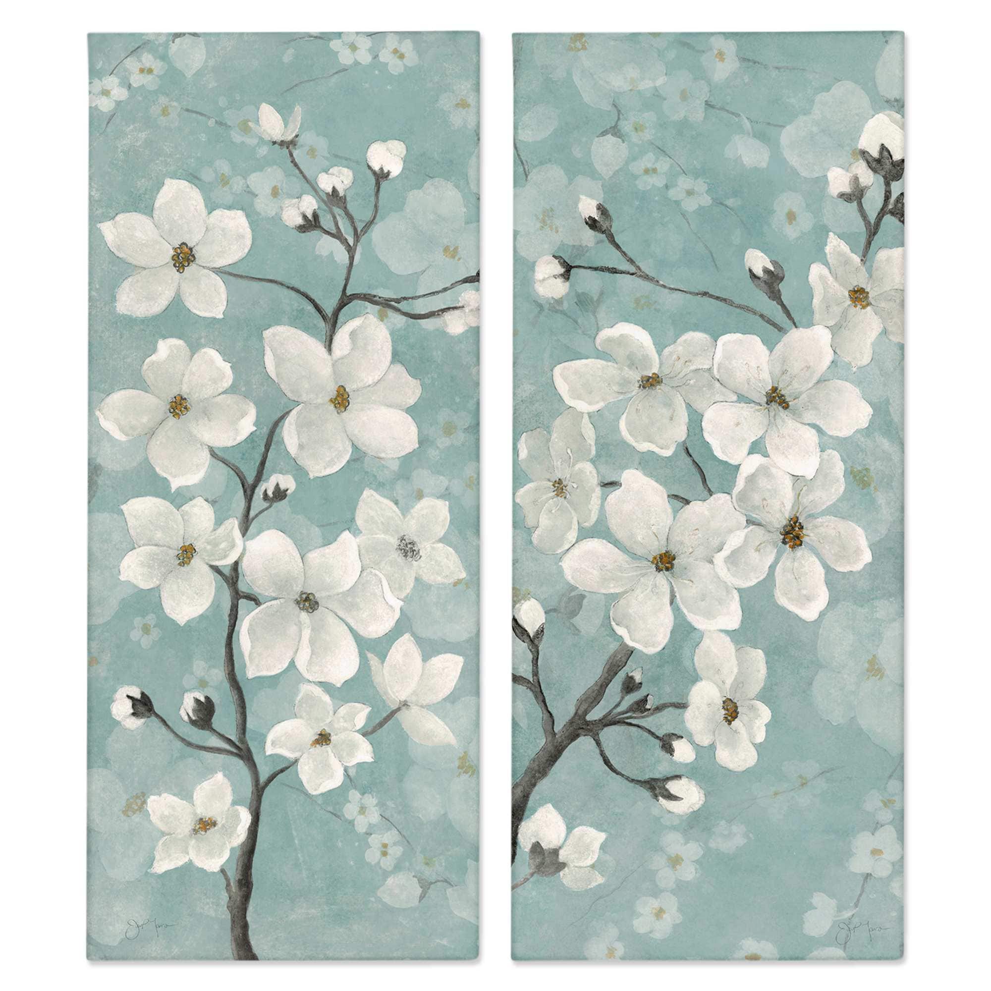 Stupell Industries B2-728-CN-2PC-10X24 Green Toned Blossoms 2 Piece Canvas Wall Art Set By Tava Studios 10 x 24