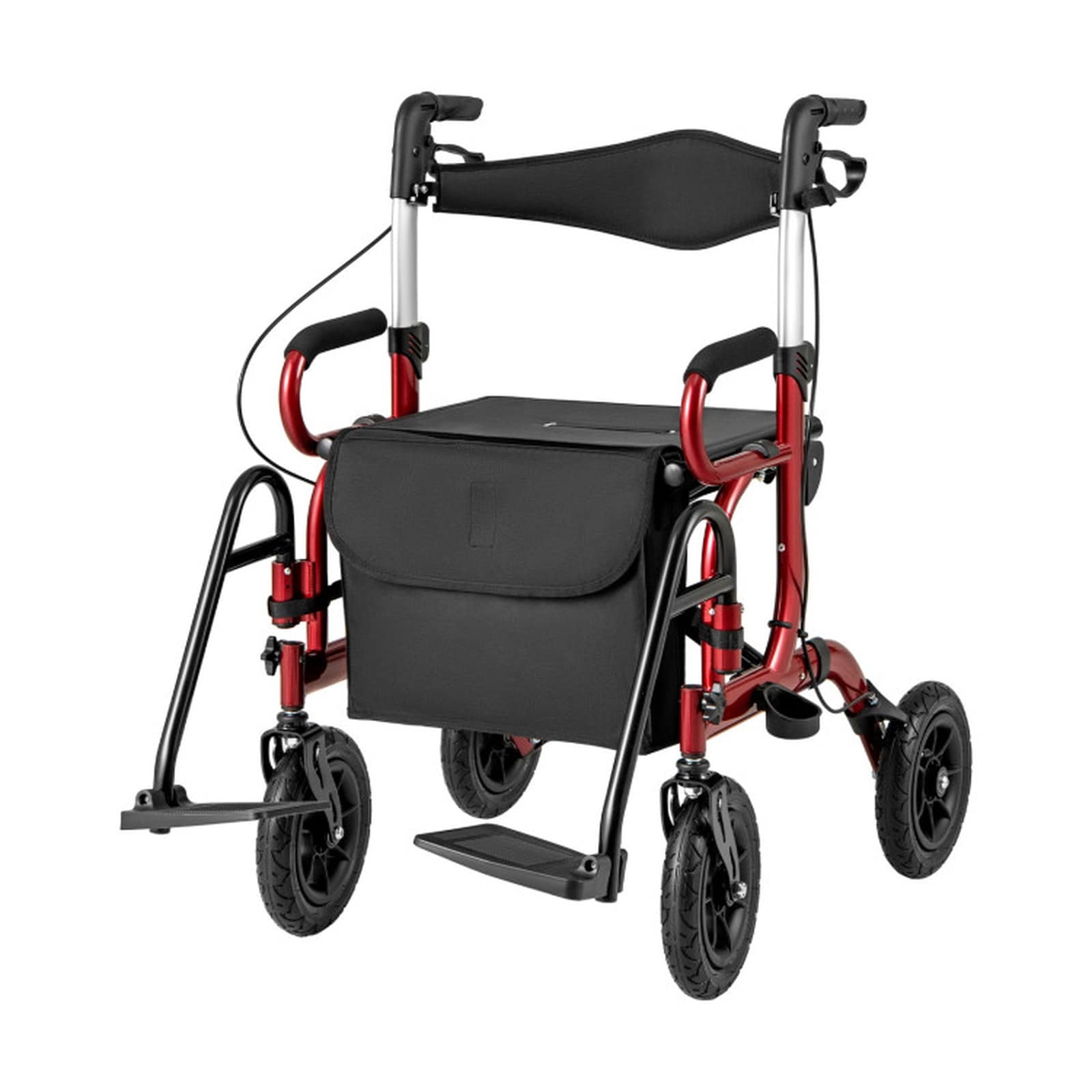 SUGIFT 25.2-in W 2-in-1 Folding Rollator Walker with 9-in Pneumatic Tires and Seat 308-lb Capacity