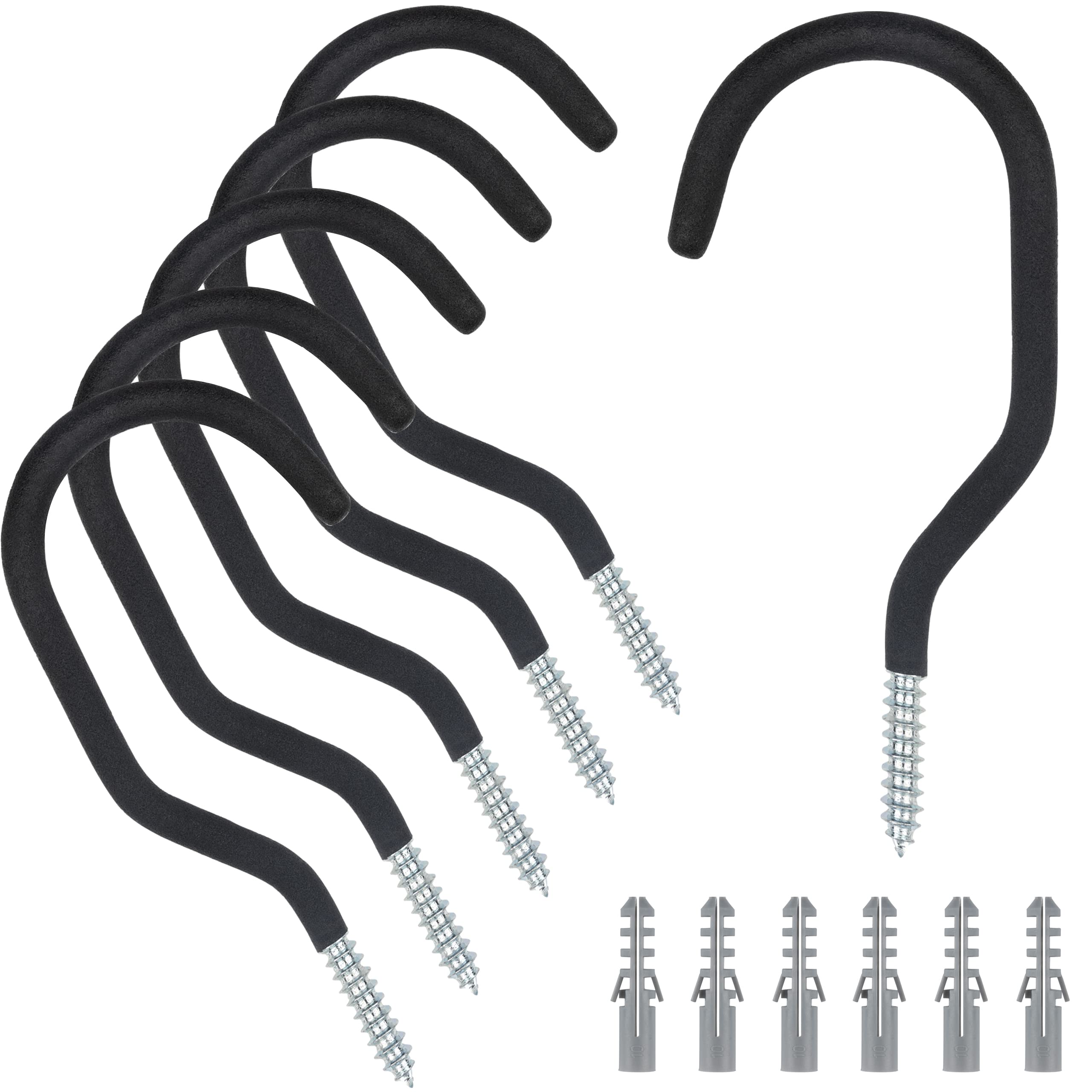 Etokfoks  road bike hooks for garage wall and ceiling 6 pack heavy duty carbon steel bicycle hangers large storage hooks with PVC coating