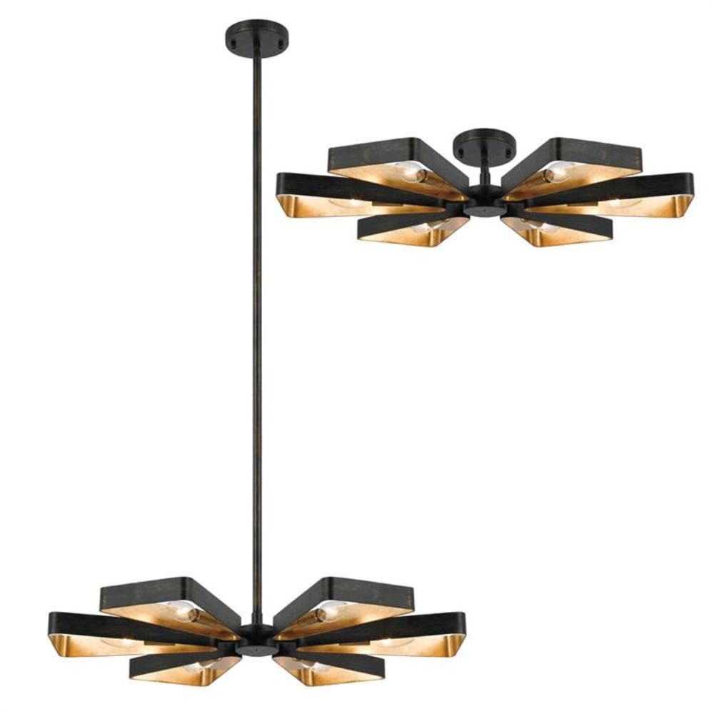 Elegant English Bronze & Antique Gold Crystal Chandelier, 6-Light