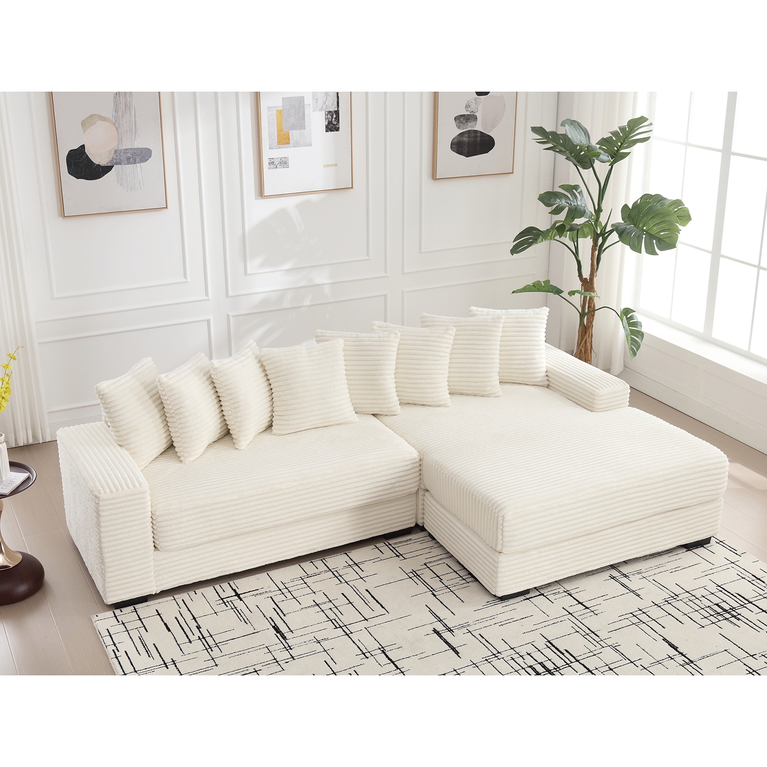 GZMR GZ-GN3622A Oversized Two-Piece Couches L Shaped Sofa 111-in Modern Beige 3 -seater Sofa