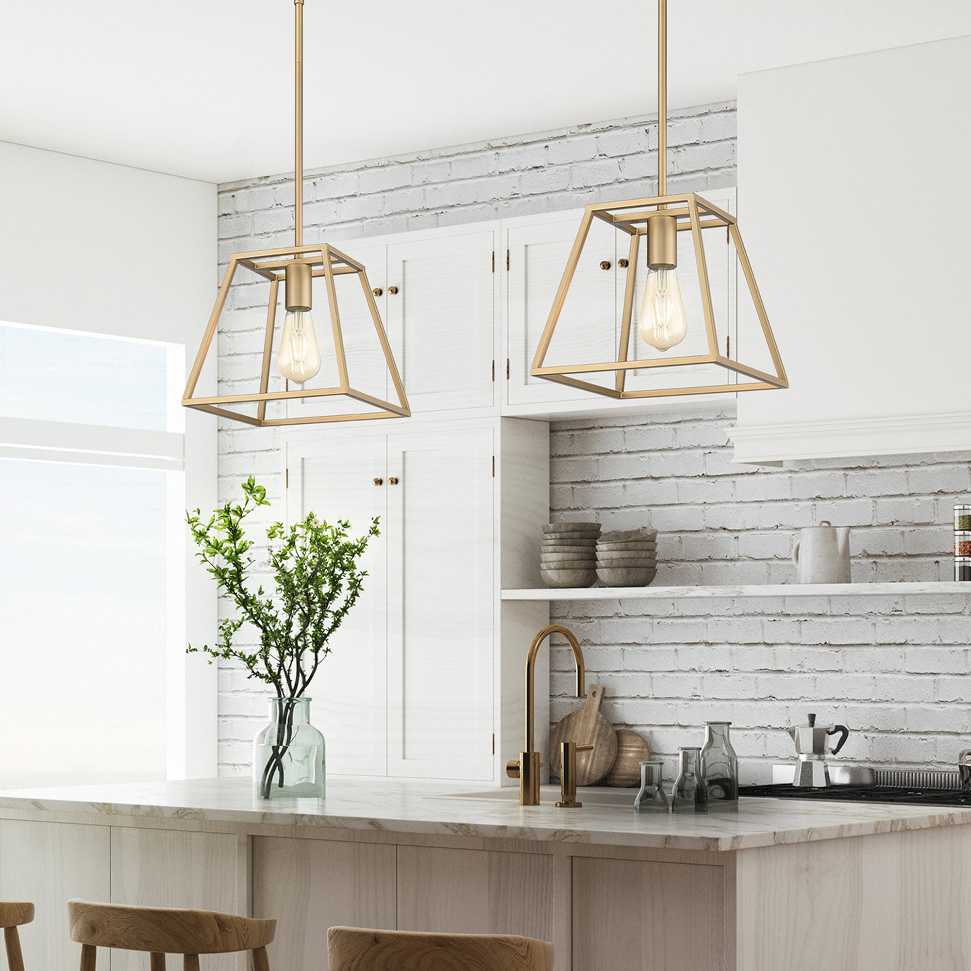 OVE Decors Adele Brushed Gold Painted Modern/Contemporary Lantern LED  Hanging Pendant Light in the Pendant Lighting department at