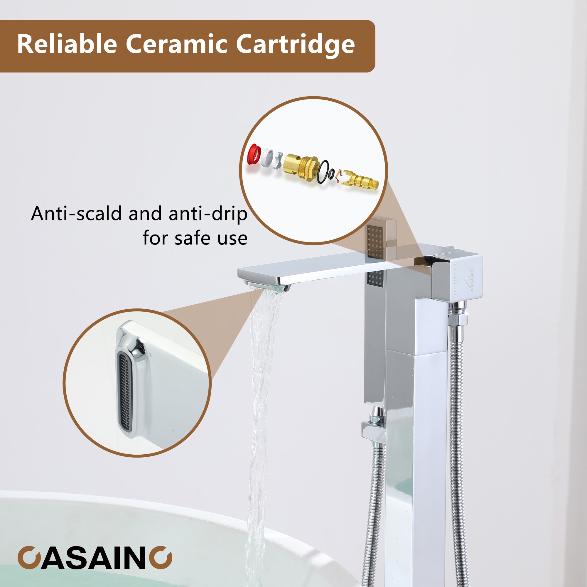 CASAINC TC03-CP Roman-Tub-Faucets - View #6