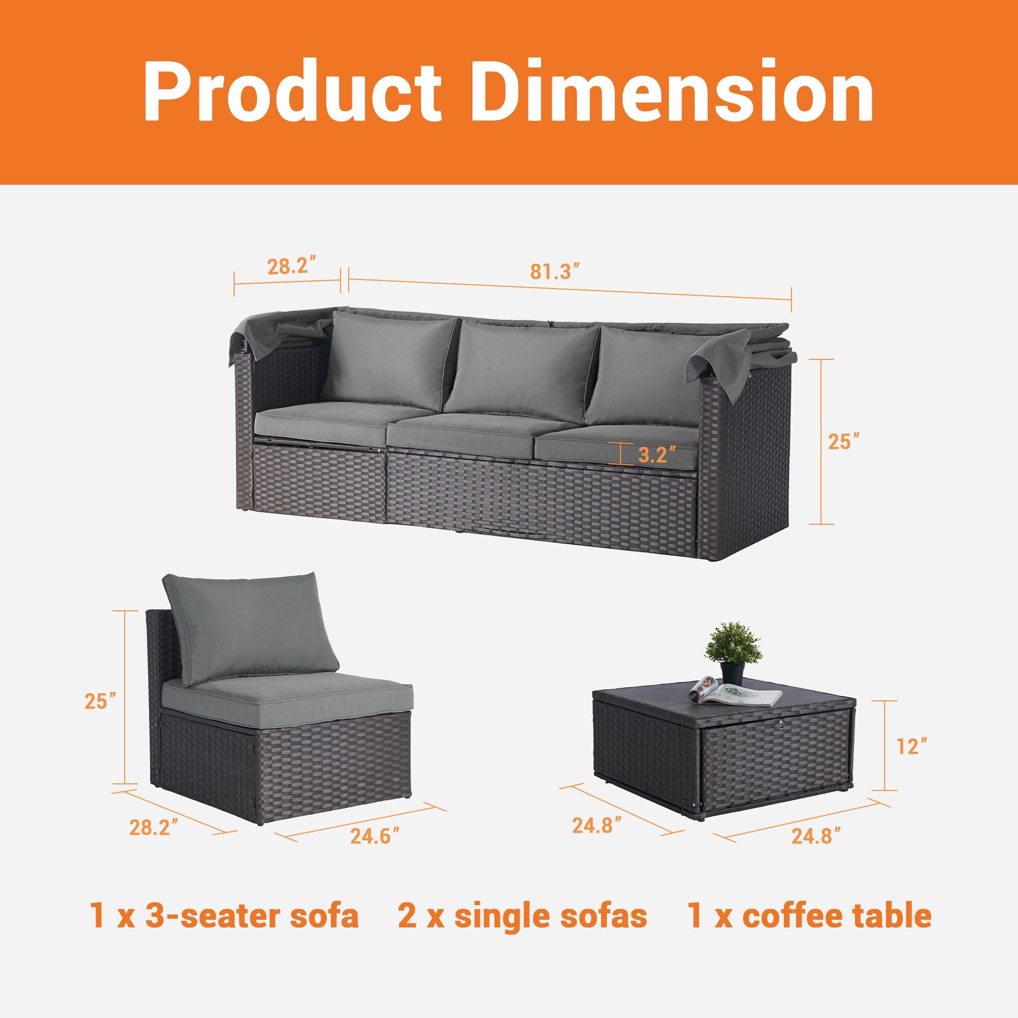 SANSTAR L-WS-LP3-LY Patio-Conversation-Sets - View #2