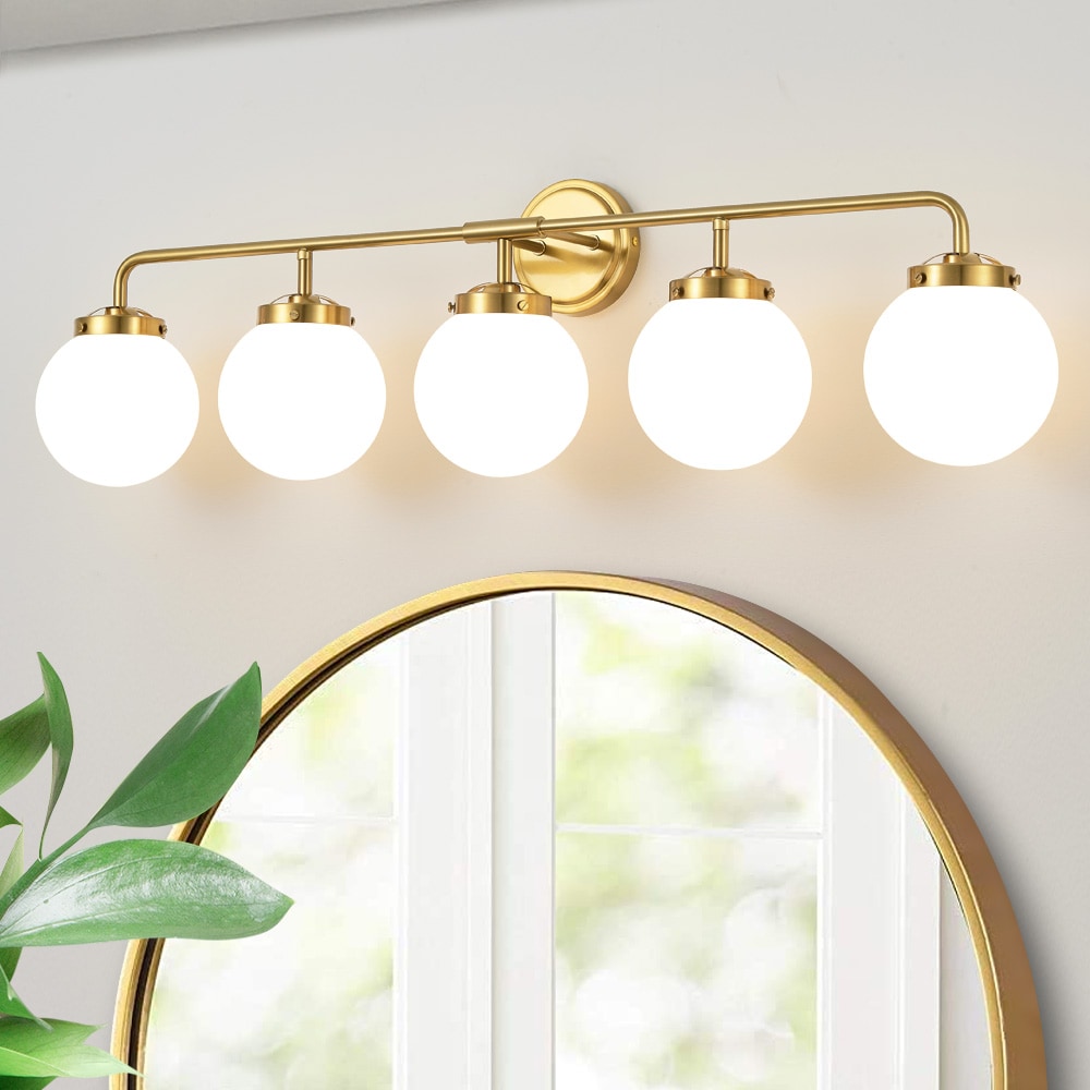 POWLIG Vanity Light 38.98-in 5 Light Gloss Gold Modern/contemporary Bathroom Vanity light