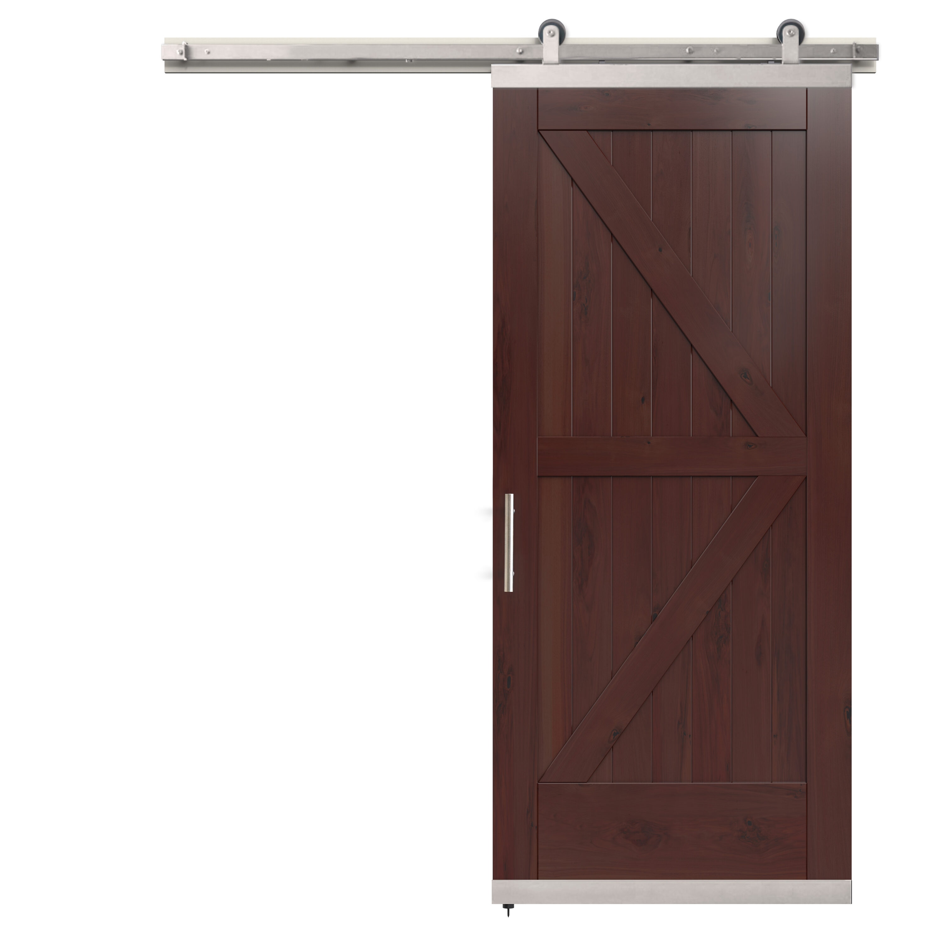 JELD-WEN LOWOLJW248700150 36-in x 96-in Spice K-frame Walnut Wood Solid core Single Barn Door (Hardware Included)