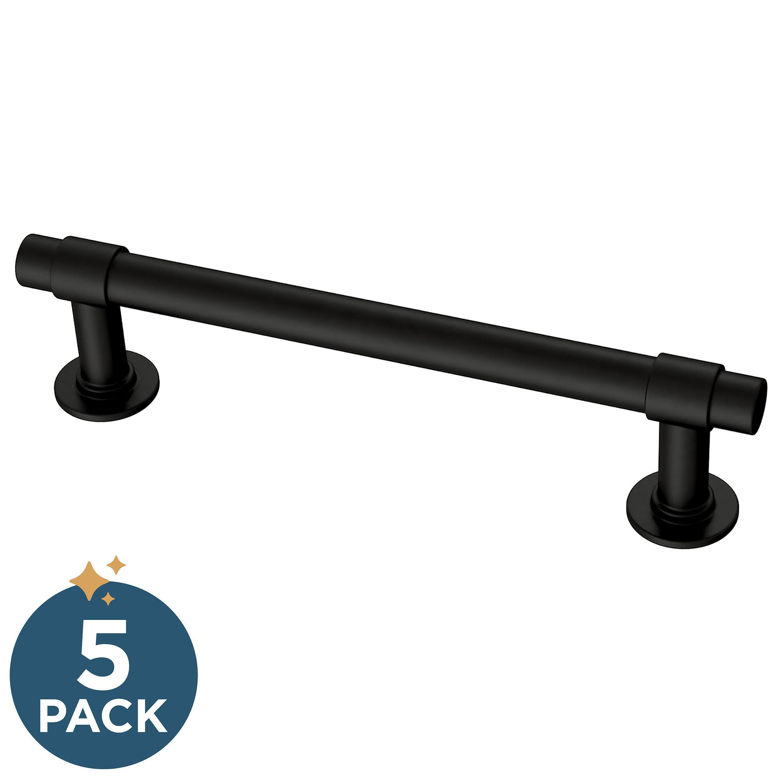Franklin Brass P29617Z-FBA-B Francisco 4-in , 102mm Center to Center Matte Black Antimicrobial Cylindrical Bar 5 -Pack