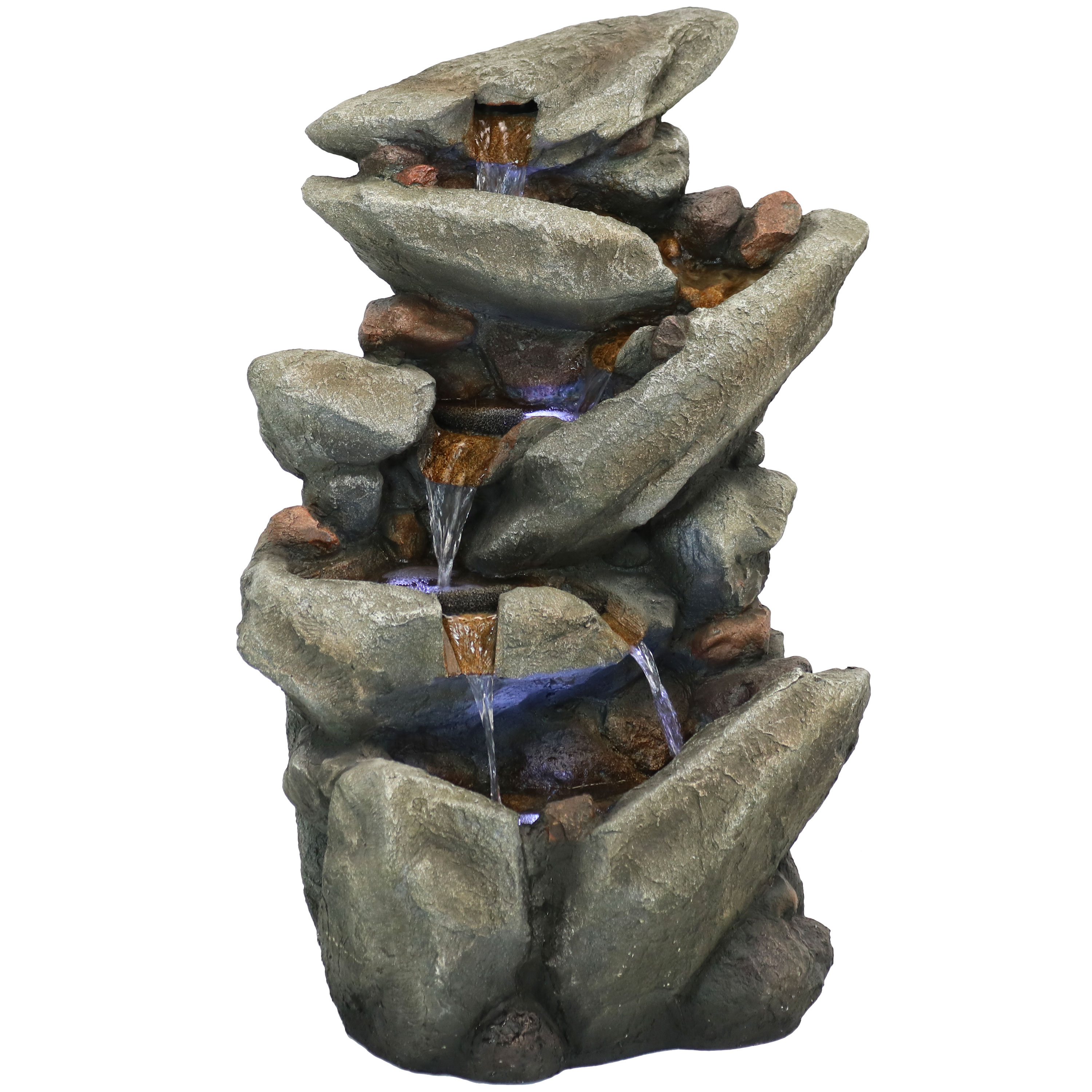 Sunnydaze Decor 31-in H Resin Rock Waterfall Fountain Outdoor Fountain ...