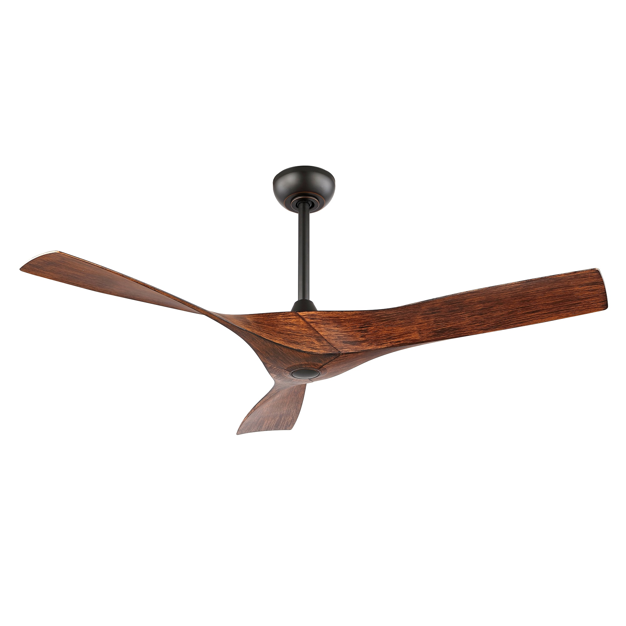 GETLEDEL CF-Q015-OZ 52-in Black with Walnut Blades Propeller Ceiling Fan Without Light - Remote Included ( 3 -Blade )