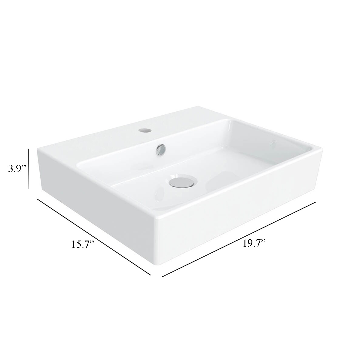 WS Bath Collections Simple Ceramic Wall-mount Square Modern Ceramic ...