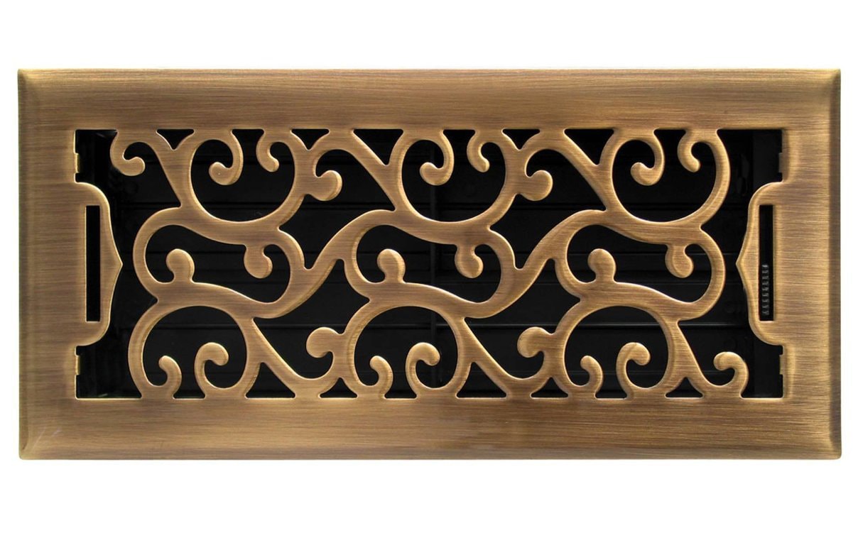  AMFRABC410 4-in x 10-in Maximum airflow Steel Antique Brass Floor Register
