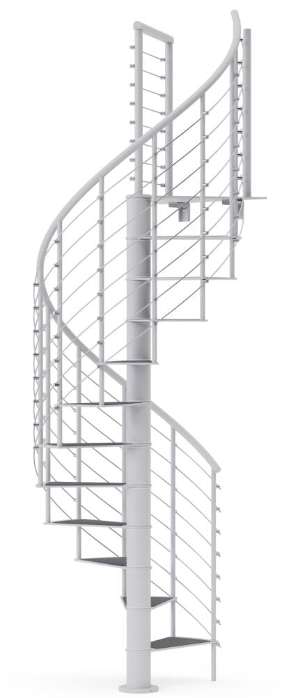 Mylen Stairs CS42W09WS13 Hayden 42-in x 11.75-ft 1 Platform Rails White Spiral Staircase Kit , Fits Height: 85-in to 95-in (9 treads) ( 9 Treads )