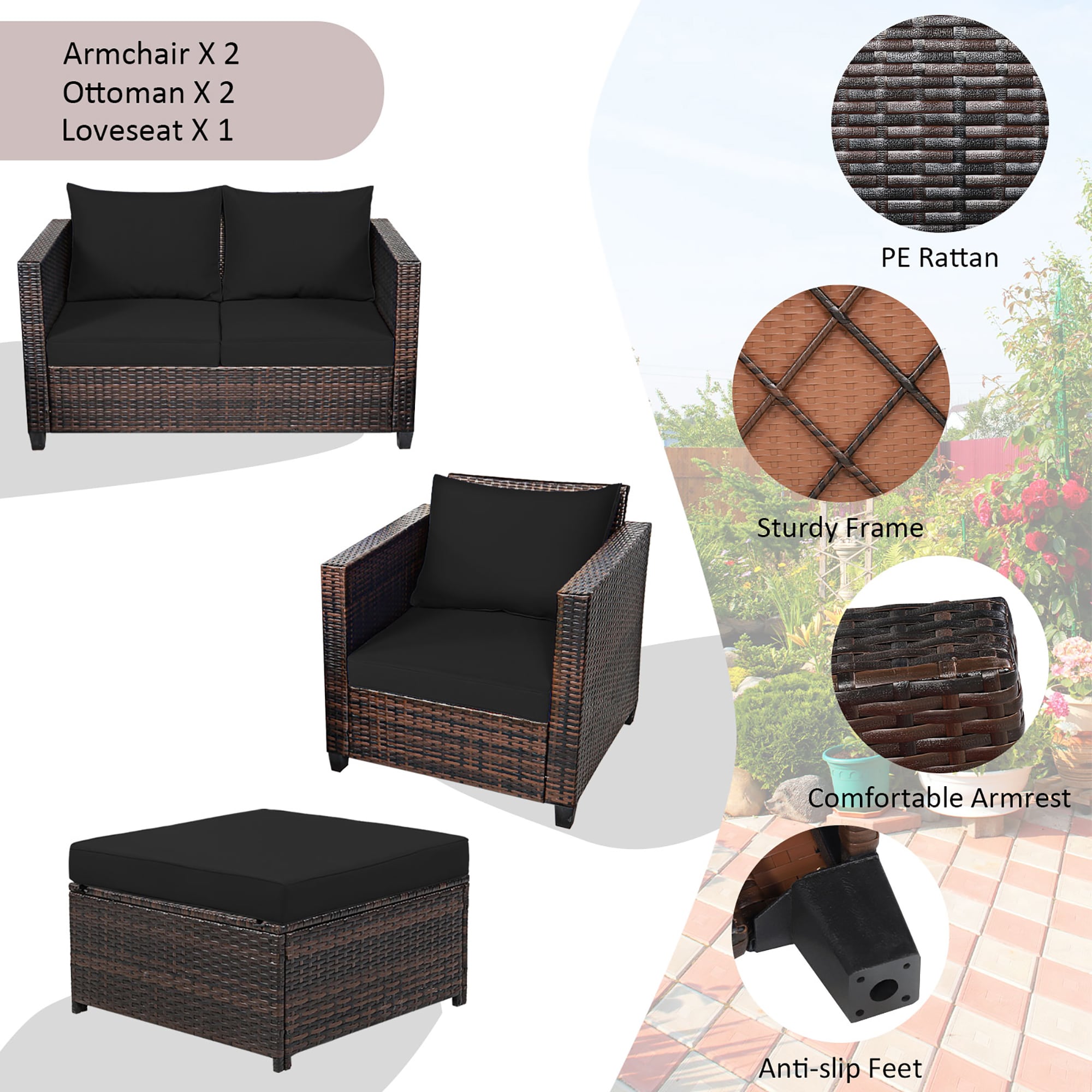 Costway HW67697ABK+ Patio-Conversation-Sets - View #3