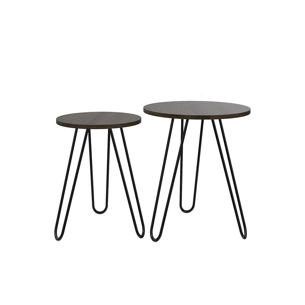  MLX 4222 Mamba 19.69-in W x 23.62-in H Black Wood Round Modern End Table Fully Assembled