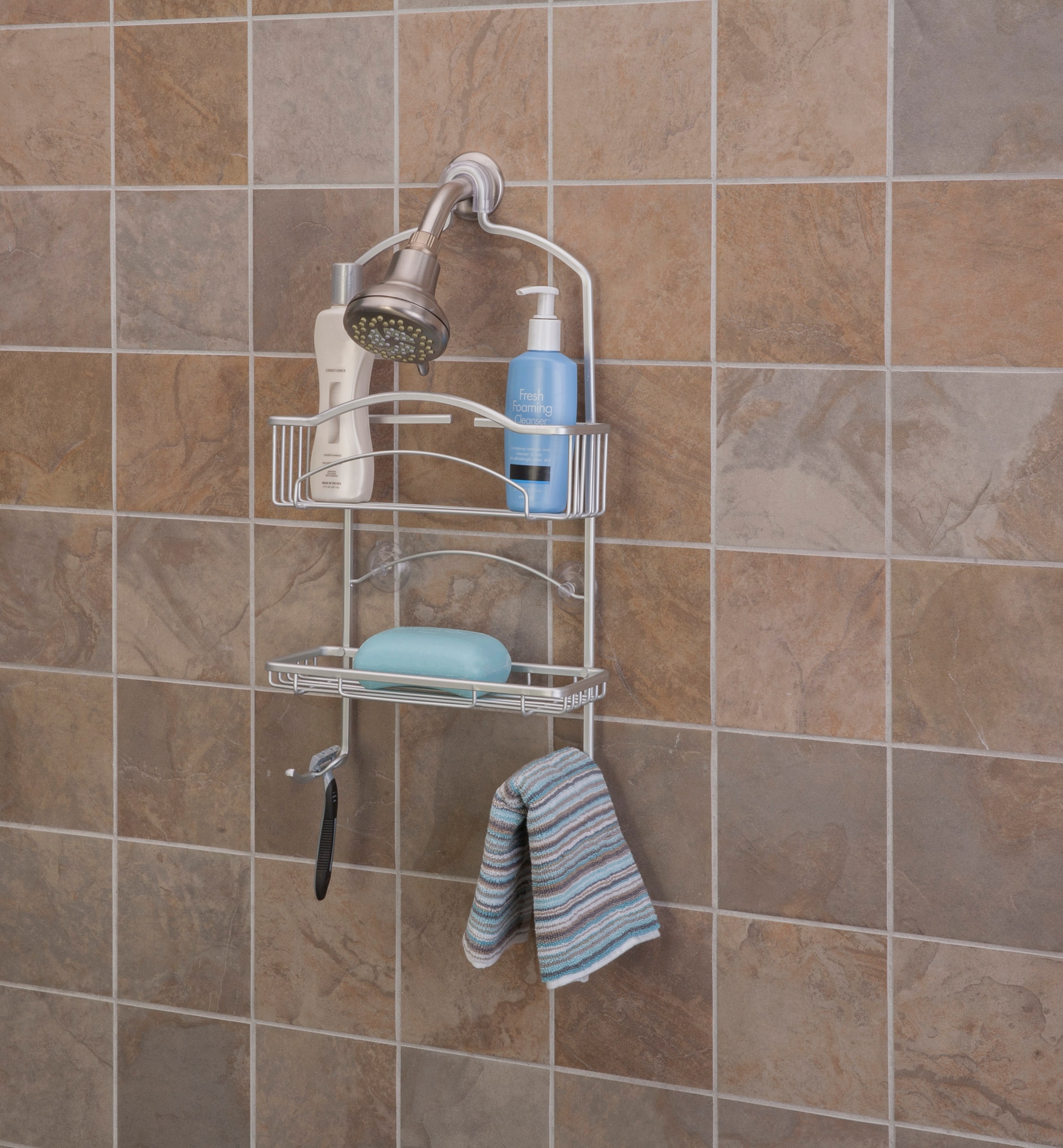 iDesign Nickel Steel 2-Shelf Hanging Shower Caddy 12-in x 9.5-in x 17.25-in  in the Bathtub & Shower Caddies department at