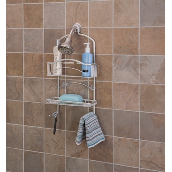 Satin Nickel Aluminum 2-Shelf Hanging Shower Caddy 21-in x 11.5-in x  4.75-in in the Bathtub & Shower Caddies department at