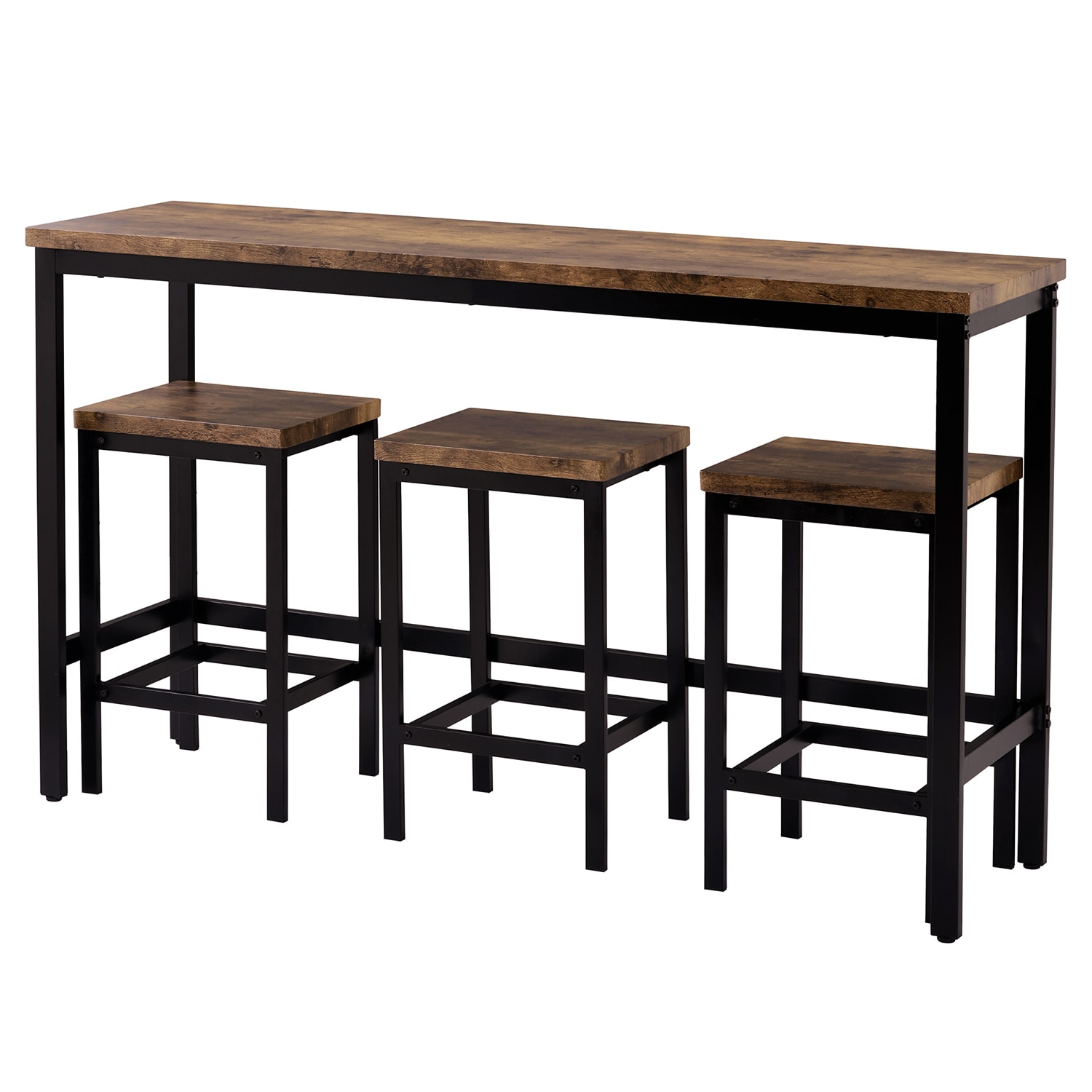 SINOFURN SYA010101BN Brown Transitional Dining Room Set with Rectangular Table ( Seats 3 )