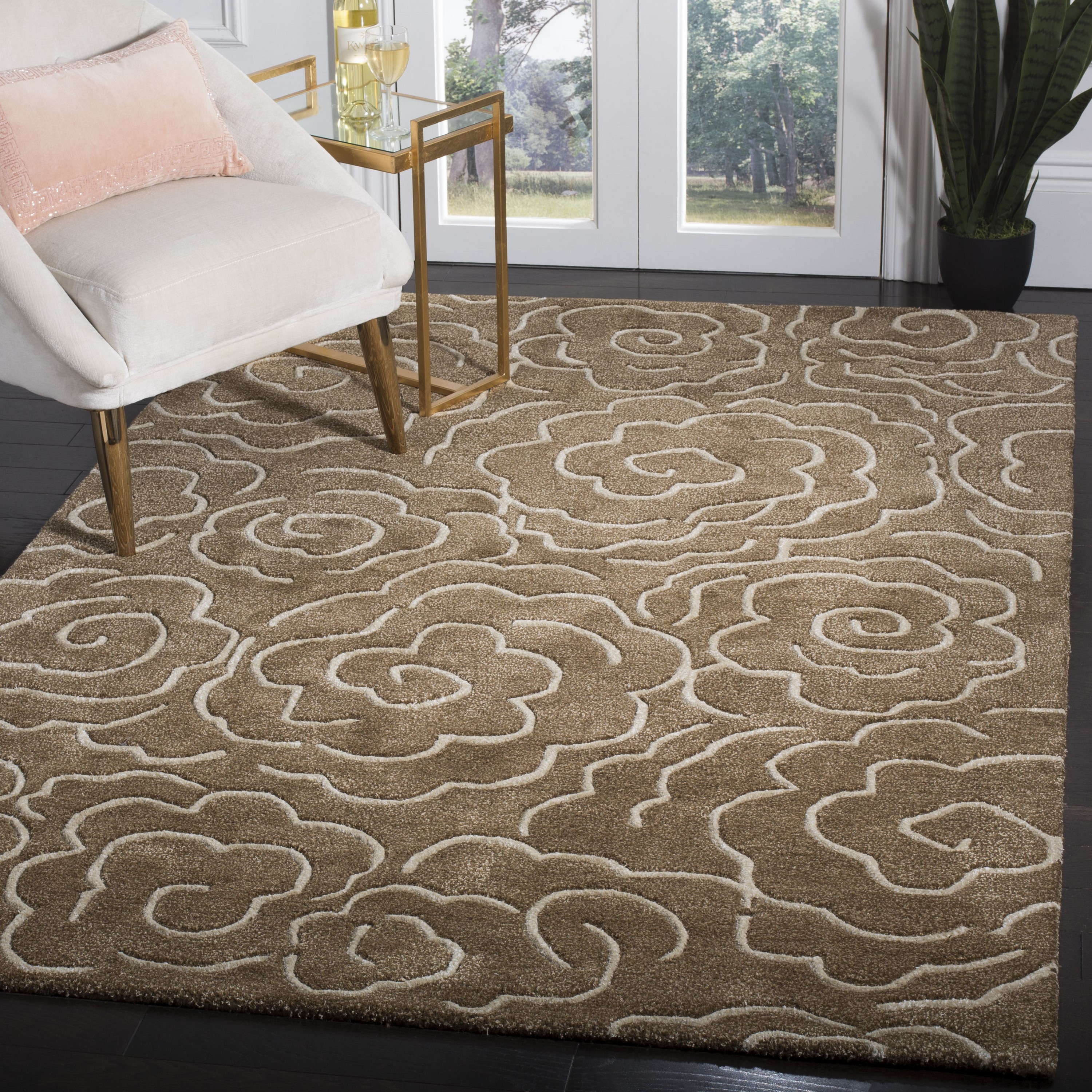 Safavieh SOH812C-2 Soho Obris 2 x 3 (ft) Tufted Wool Brown/Ivory Rectangular Indoor Abstract Throw rug