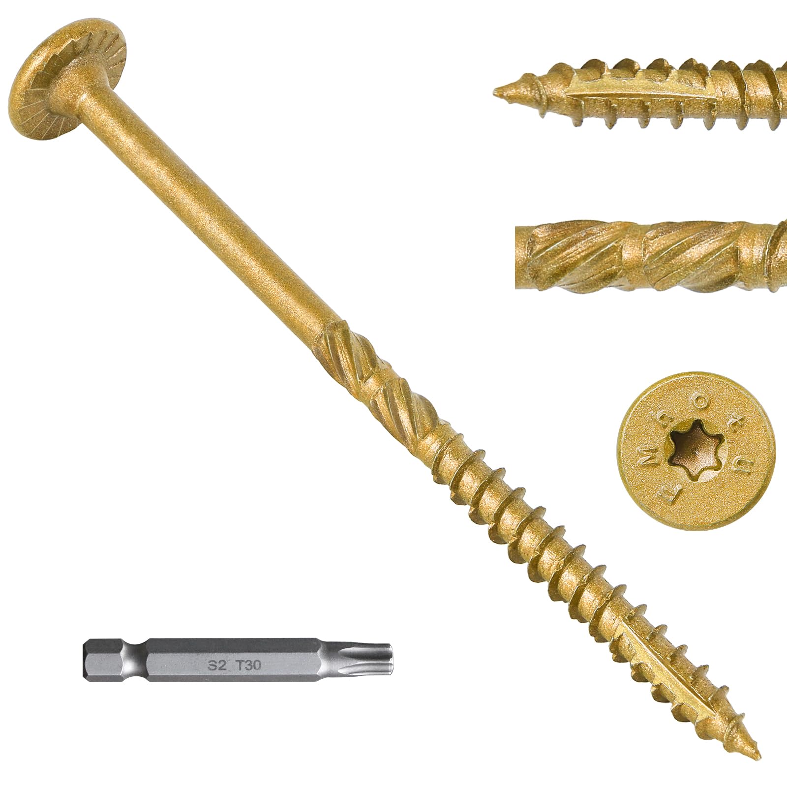 Yichuhaoxi 6 Inch Heavy Duty Outdoor Deck Screws 50Pcs Star Drive Decking Wood Screws Rust Resistant Timber Screws for Timber Log Landscaping #LYI0731Y022