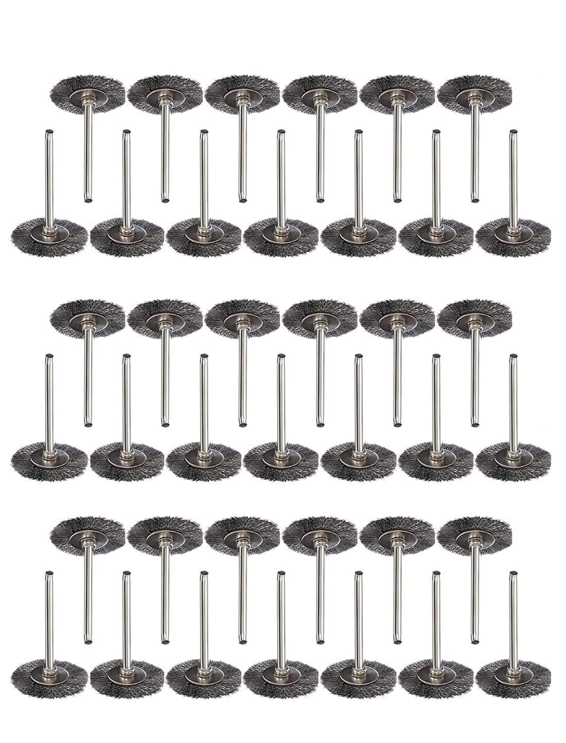Lukvuzo  50pcs 25mm Stainless Steel Wire Wheel Brush Set T Type with One Eighth Inch Shank for Rotary Tool Cleaning Rust Deburring and Surface
