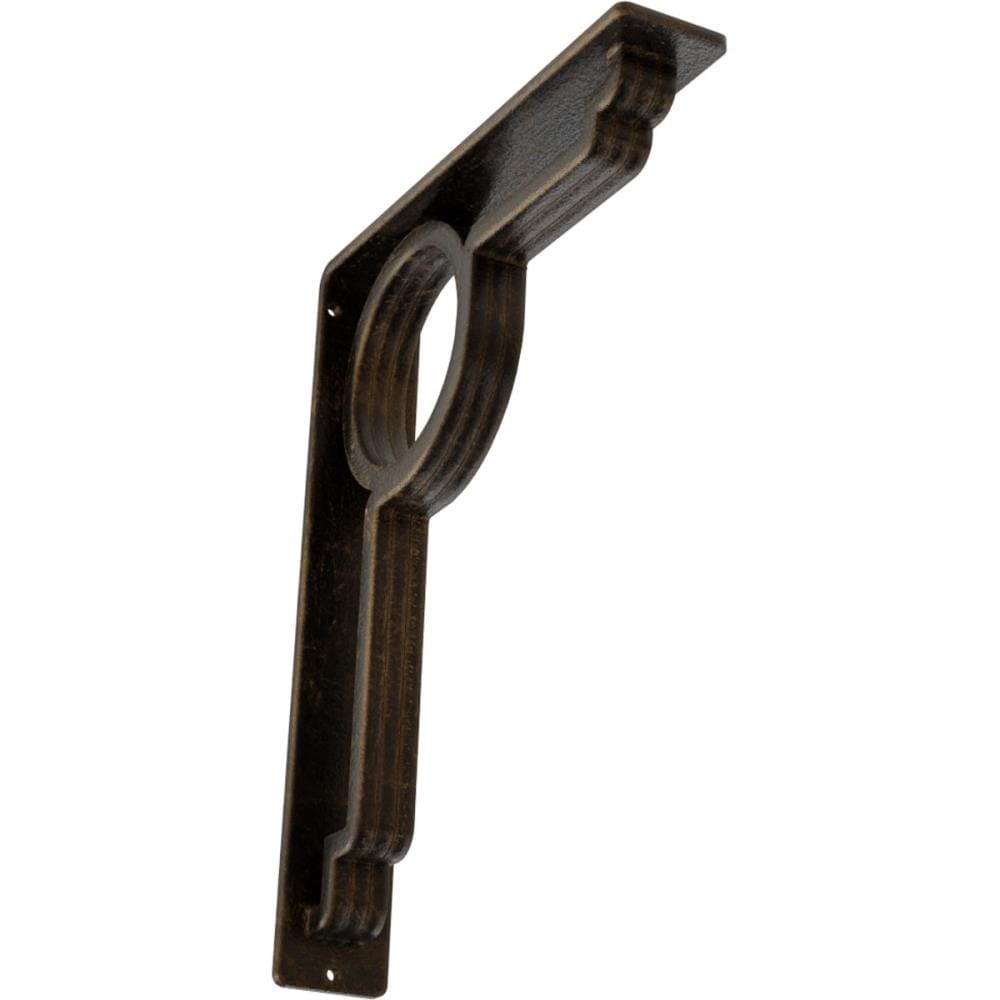 Ekena Millwork BKTM02X10X12TMAABS Maria 10-in x 2-in x 12-in Antique brass Wrought iron Mounting bracket