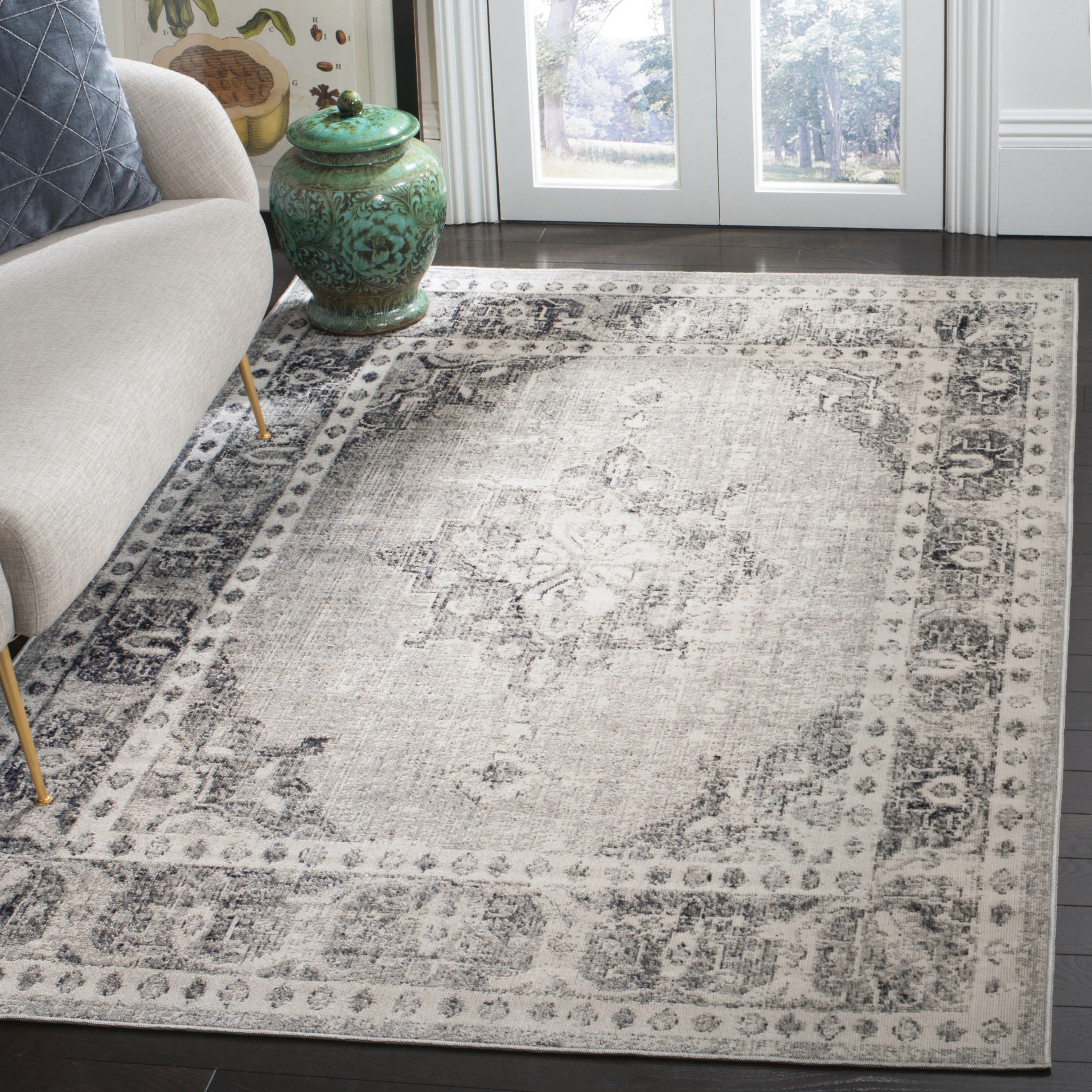 Light Gray Closet Island with White Metallic Cowhide Rug - Transitional -  Closet