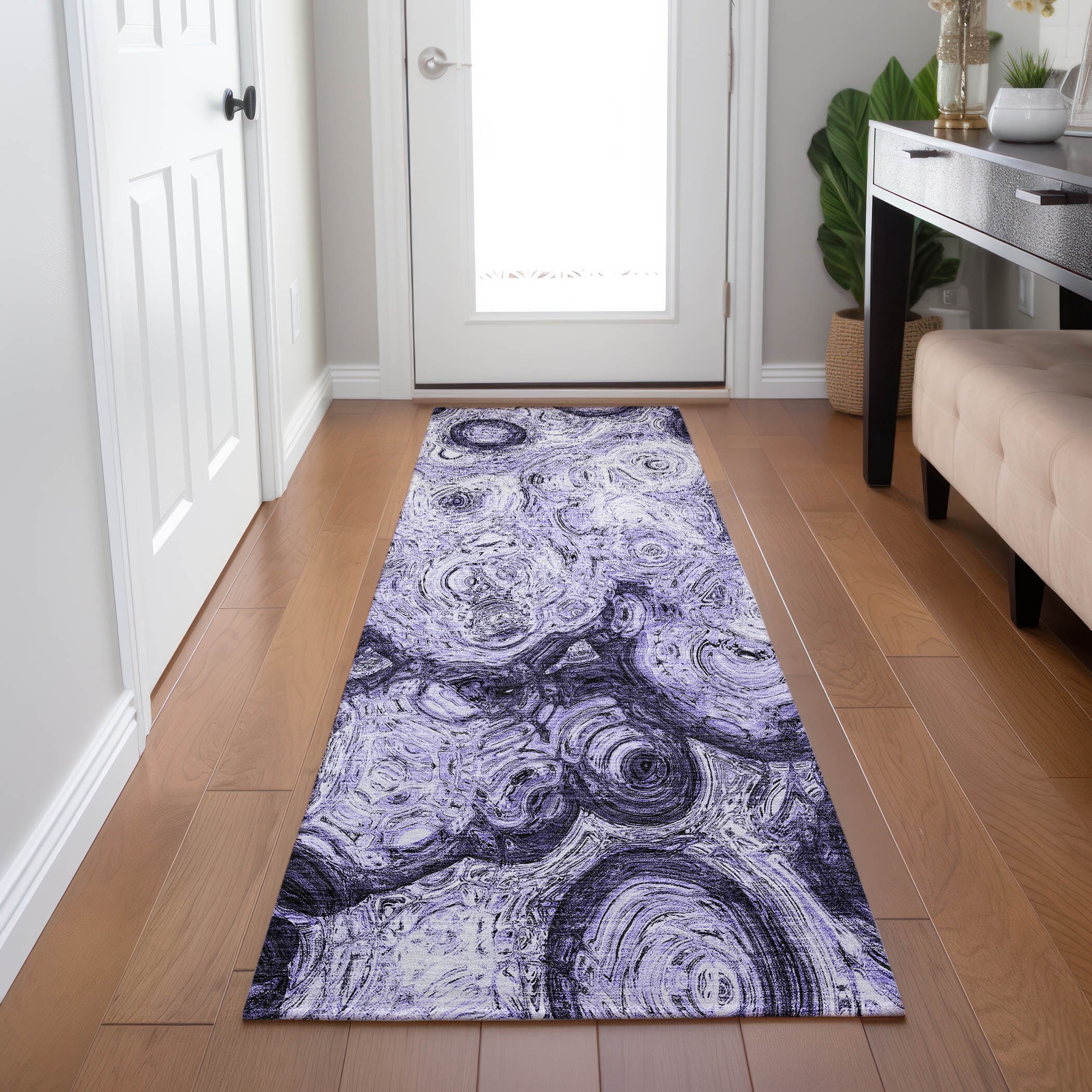 Addison Rugs ACN579PP2X8 Chantille ACN579PP 2 x 7 (ft) Polyester Purple Rectangular Indoor/Outdoor Geometric Moroccan Machine washable Runner rug
