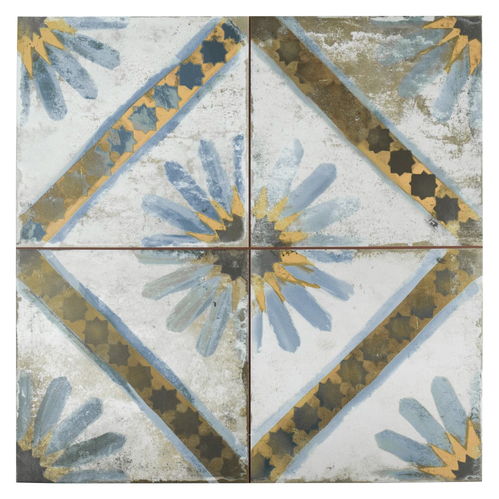 Affinity Tile FPEKMKBL Kings Marrakech Blue 17-5/8-in x 17-5/8-in Glazed Ceramic Standard Floor and Wall Tile ( 10.95-sq ft Carton )