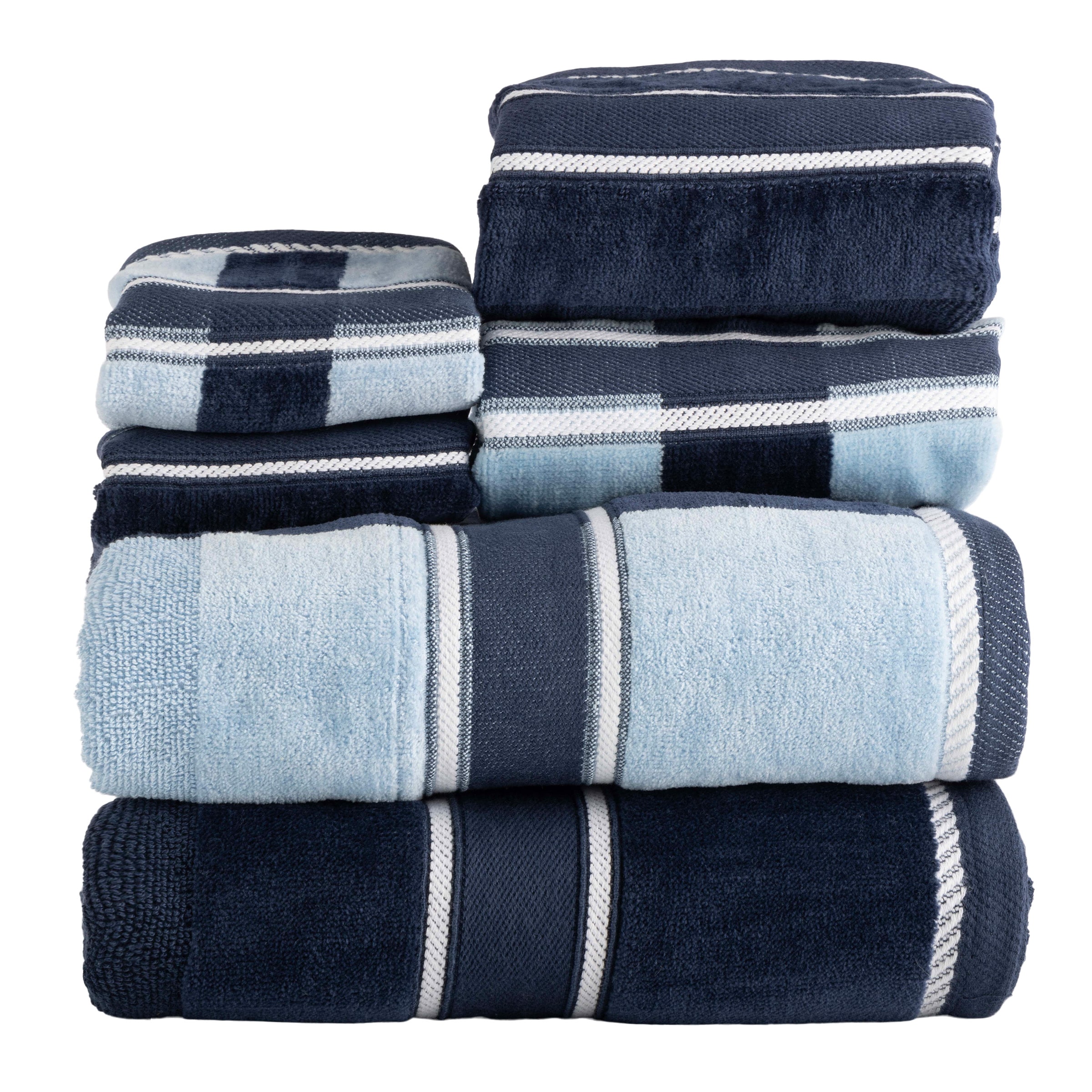 Hastings Home 544636OUP 6-Piece Blue/Navy Cotton Bath Towel Set (Bath Towels)