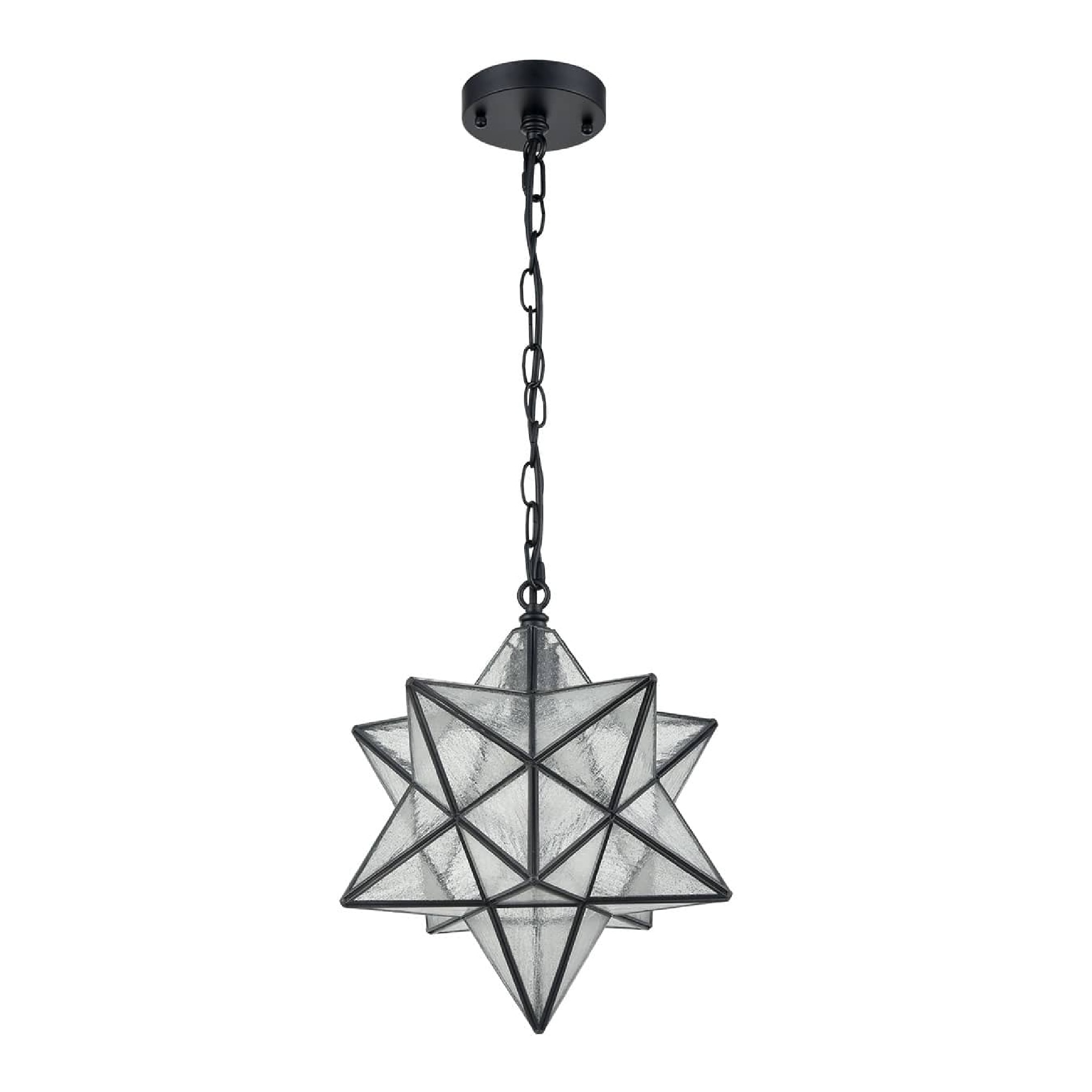 Moravian Star 14'' Black Seeded Glass Pendant Light with Adjustable Chain