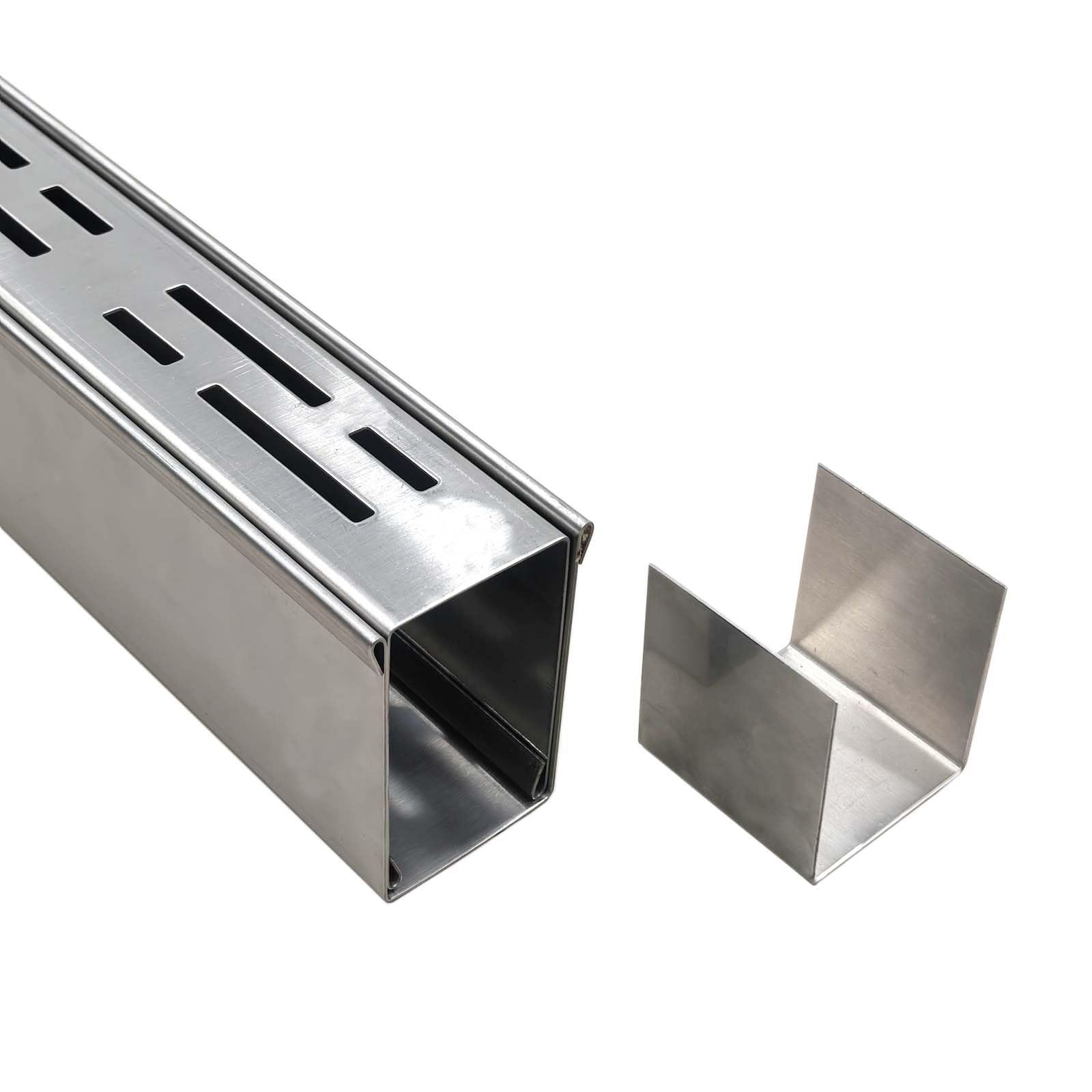 Vrbgify  2 Inch Wide x 3 Foot 3-58 Inch Long Stainless Steel Deck Drain Kit 1 Piece for Pool Deck Concrete Paver Patio Walkway Garage Door Drains