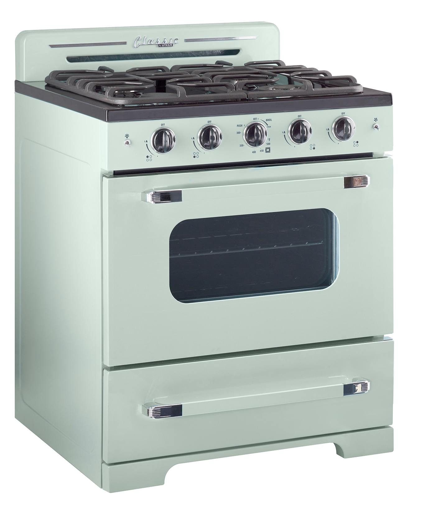 UNIQUE Classic Retro 30-in 4 Burners 3.9-cu ft Freestanding Natural Gas  Range (Summer Mint Green) in the Single Oven Gas Ranges department at