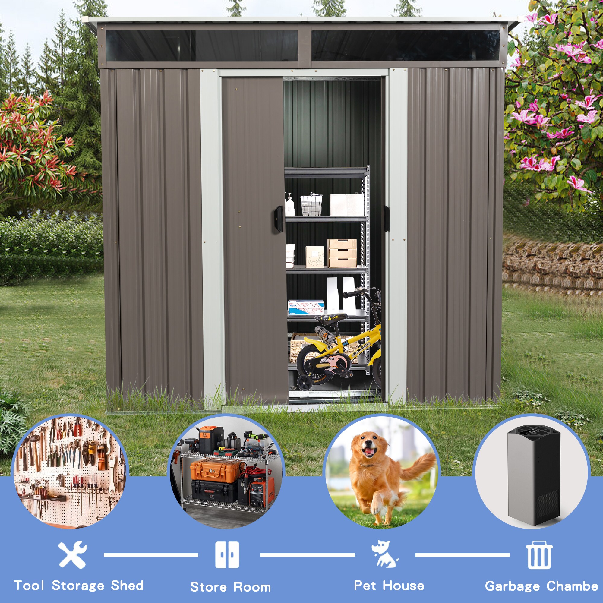 Clihome CL-WC5425GY Metal-Storage-Buildings-Sheds - View #5