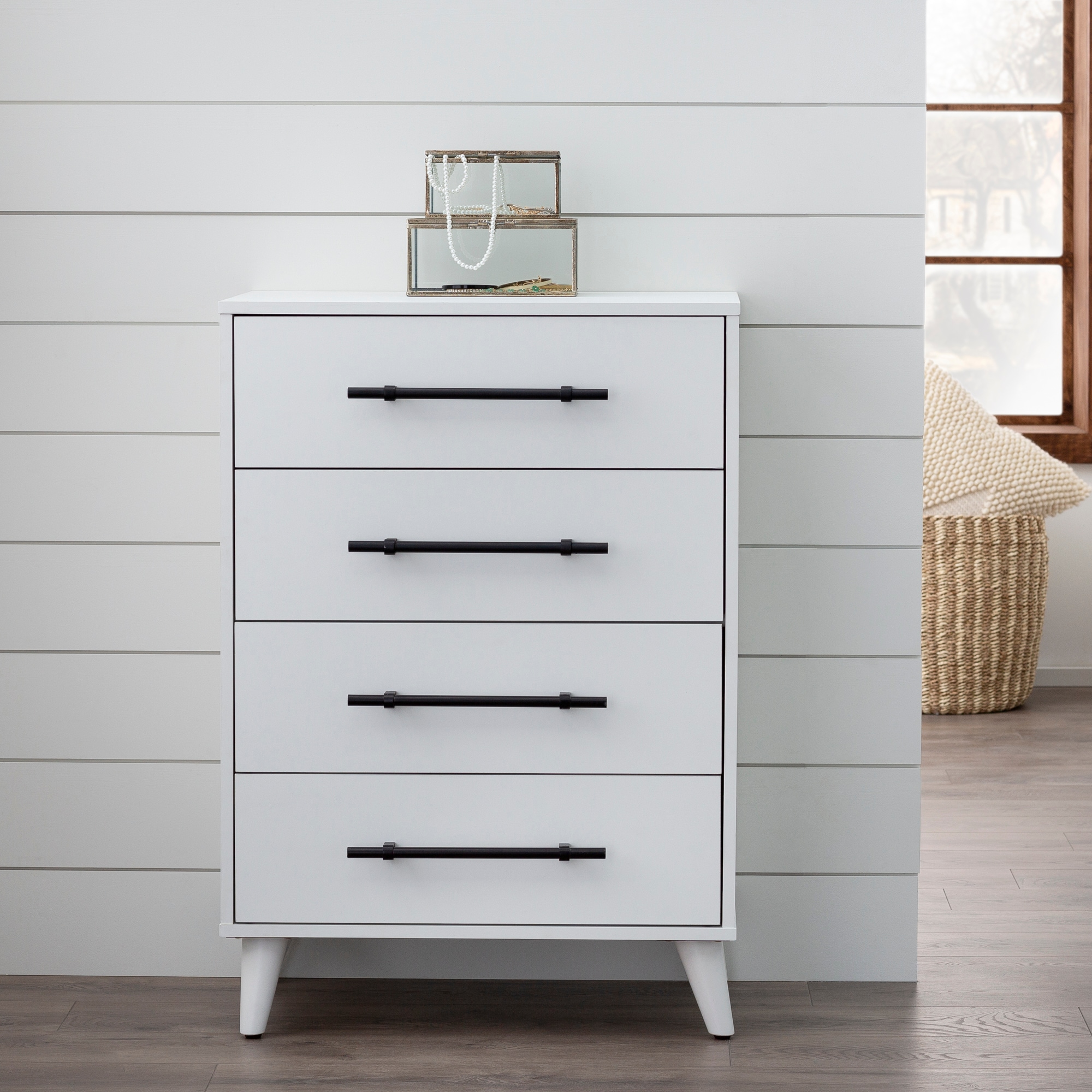 Brookside Emery White 4 Drawer Dresser, How To Fix Crooked Dresser Drawers