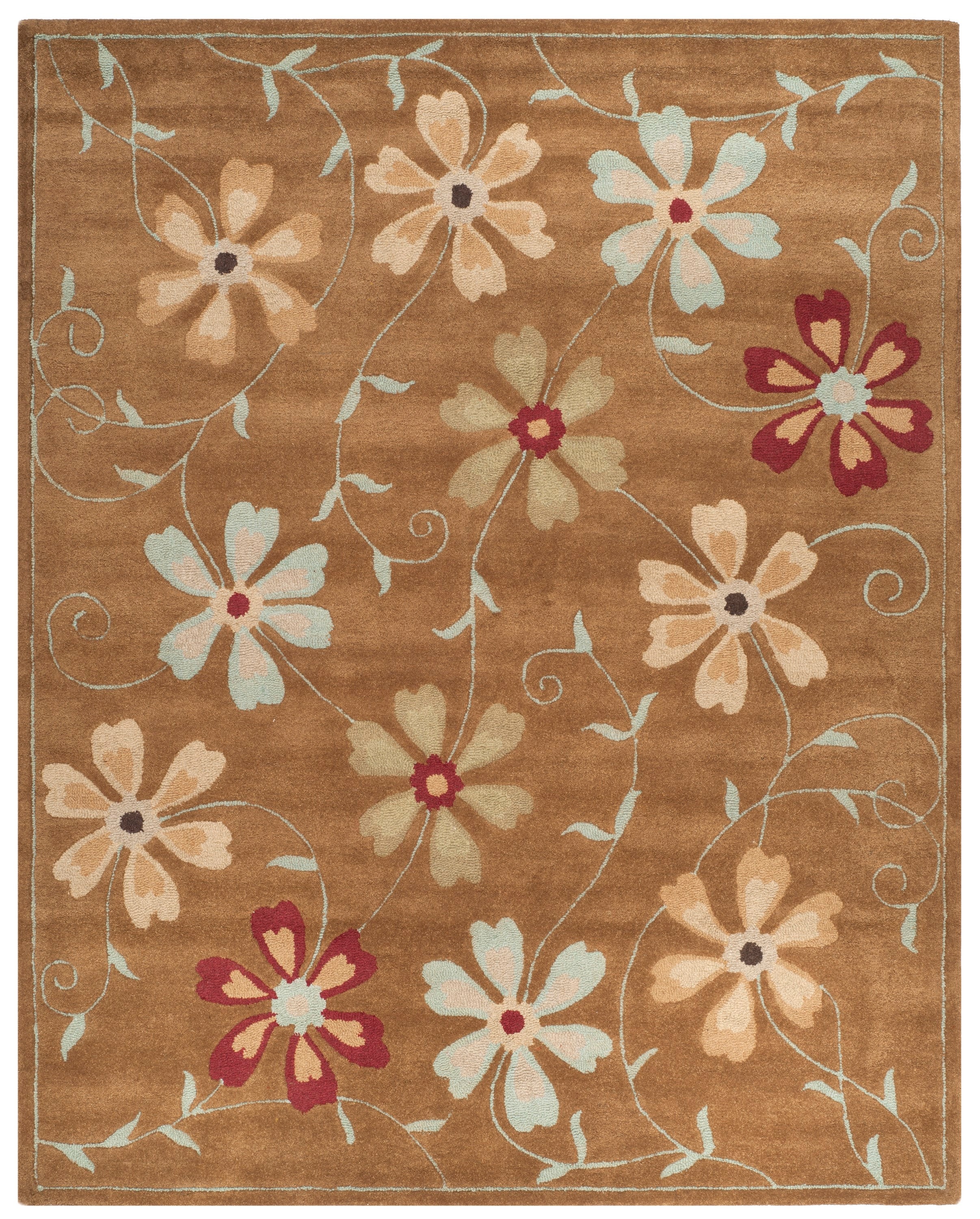 Camel Multi Floral Wool 8' x 10' Area Rug