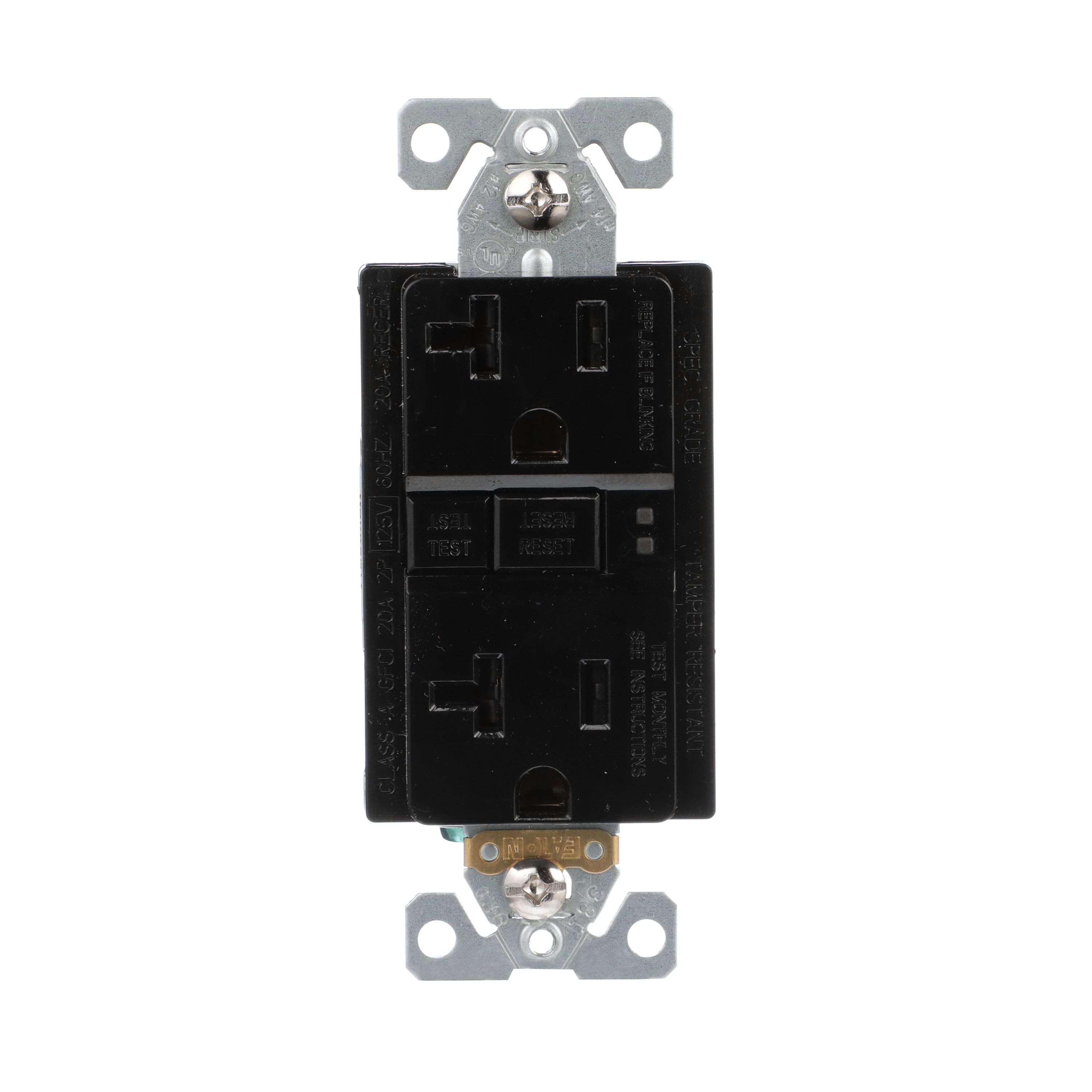 Eaton TRSGF20BK-BX-LW 20 -Amp 125-volt Tamper Resistant GFCI Residential Decorator Outlet , Black