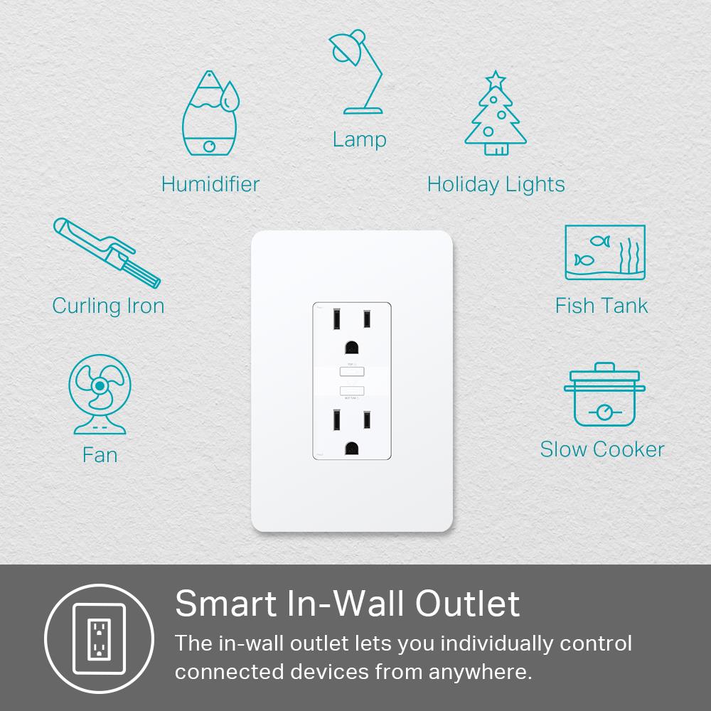 Kasa TP-Link, Kasa Smart Home, 2-Outlet Smart Outdoor Plug, Black