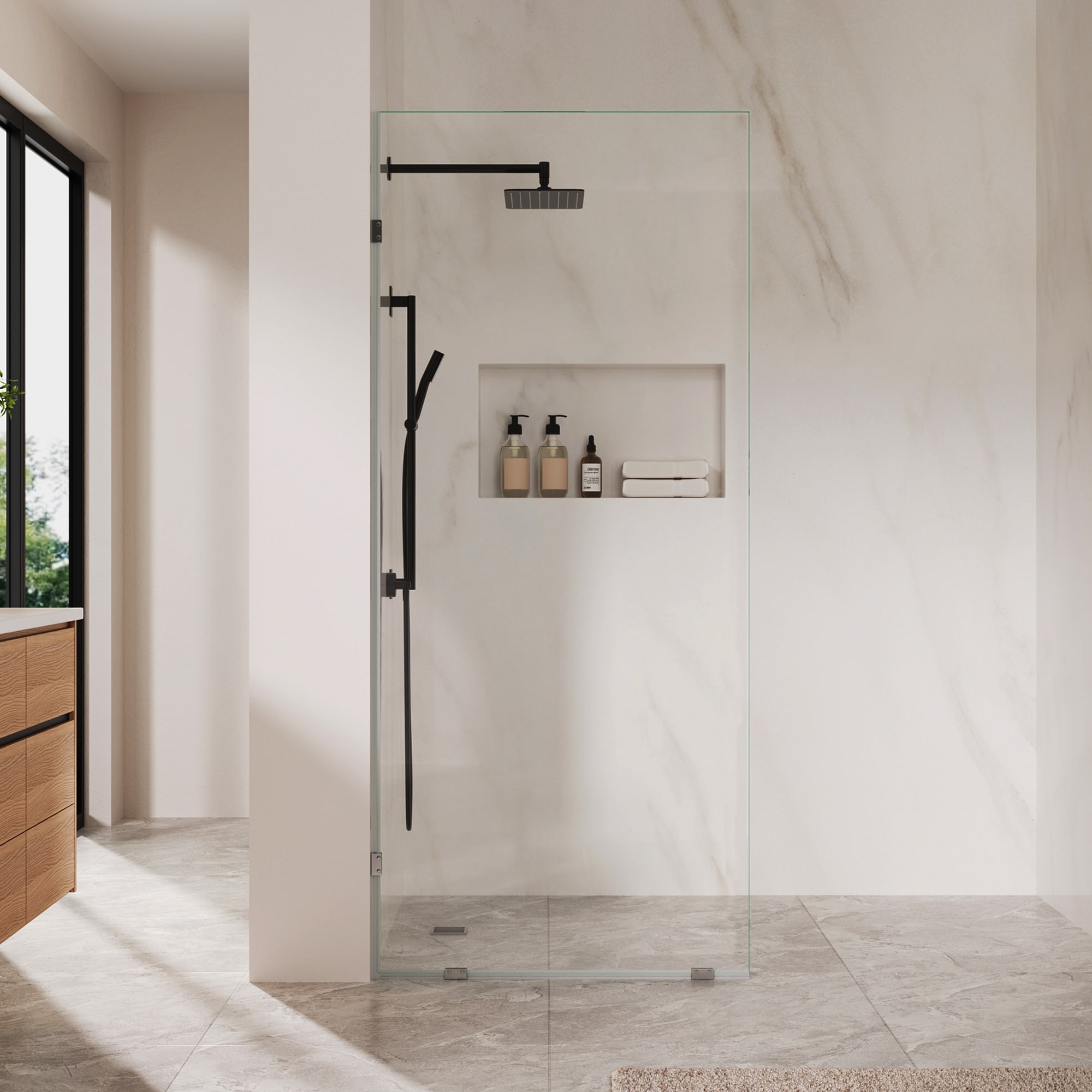DeerValley - Ally Chrome 36-in W x 78-in H Frameless Clear Glass Fixed Shower door