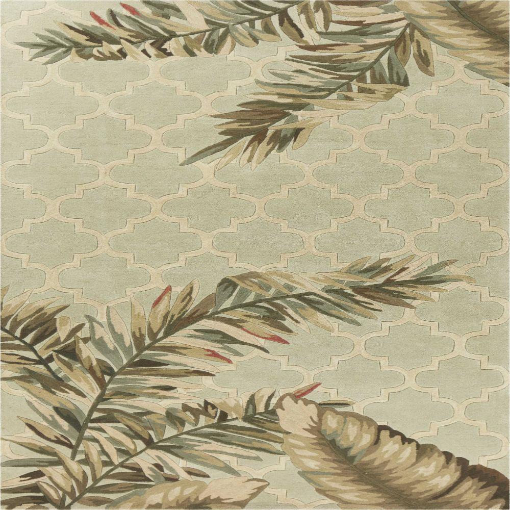 HomeRoots 350436 Bernadette 8 X 11 (ft) Wool Green Indoor Floral/Botanical Area Rug