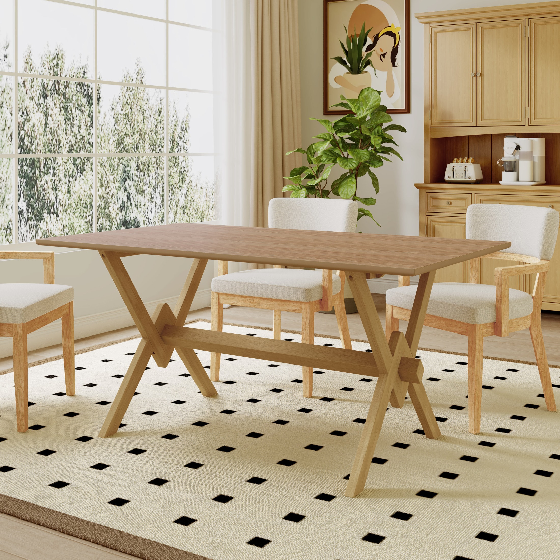Petes Natural 63 Inch Double V Dining Table